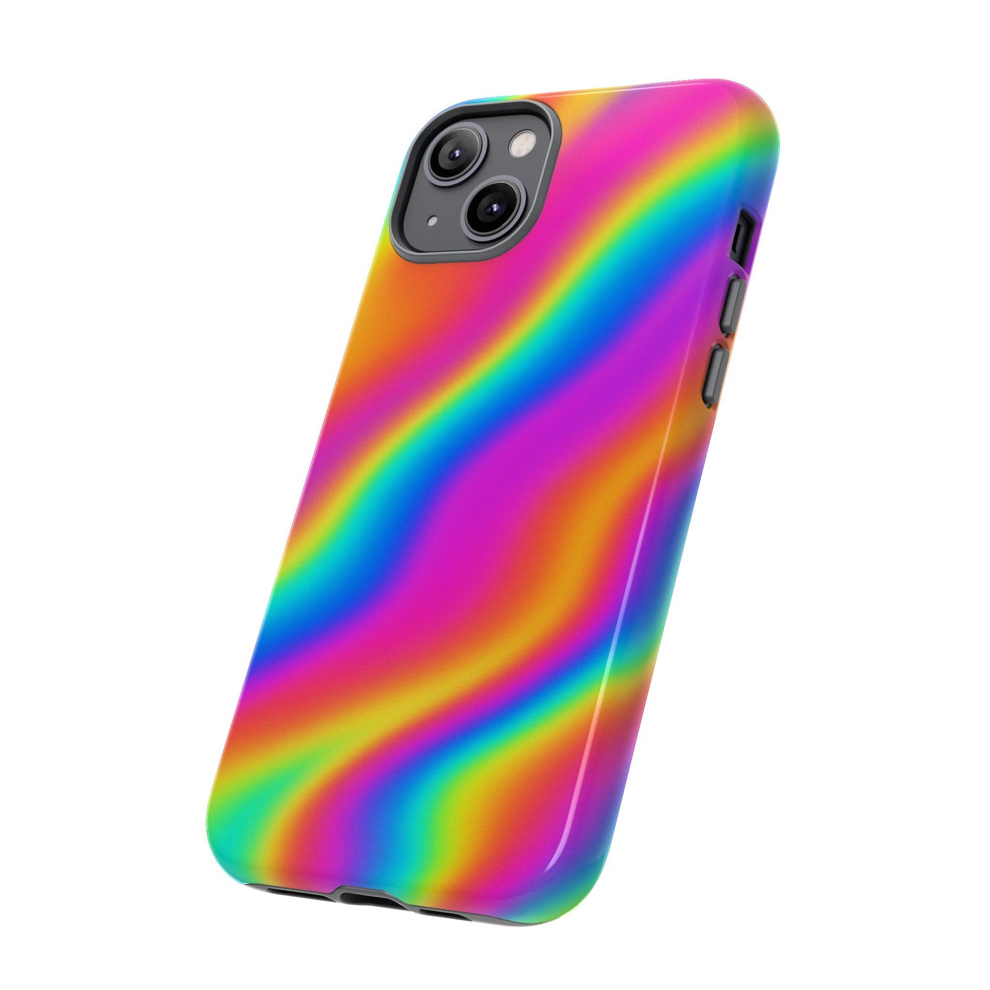 Rainbow Wavy Phone Case - Colorful Tough Cases for Stylish Protection, LGBTQ+ Pride Gift, Trendy Phone Accessory, Birthday, Holiday Present