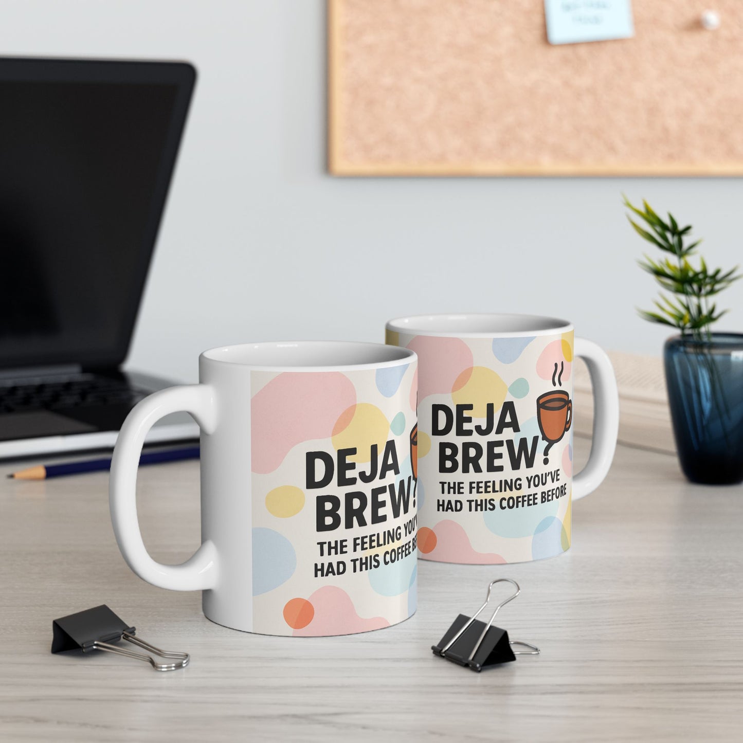 Deja Brew Ceramic Mug, Funny Coffee Cup, Gift for Tea Lovers, Quirky Drinkware, Home Office Decor, 11oz, 15oz