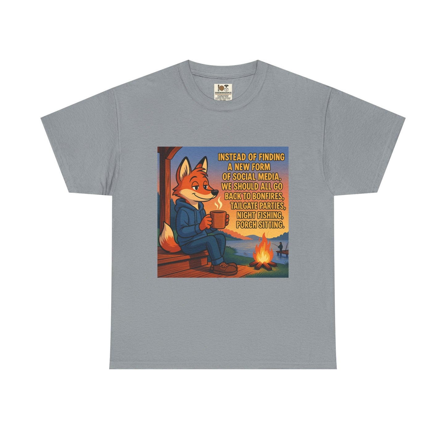 Cozy Campfire Fox Tee, Relaxing T-Shirt for Nature Lovers, Outdoor Adventure Shirt, Fox Lover Gift, Casual Cozy Wear