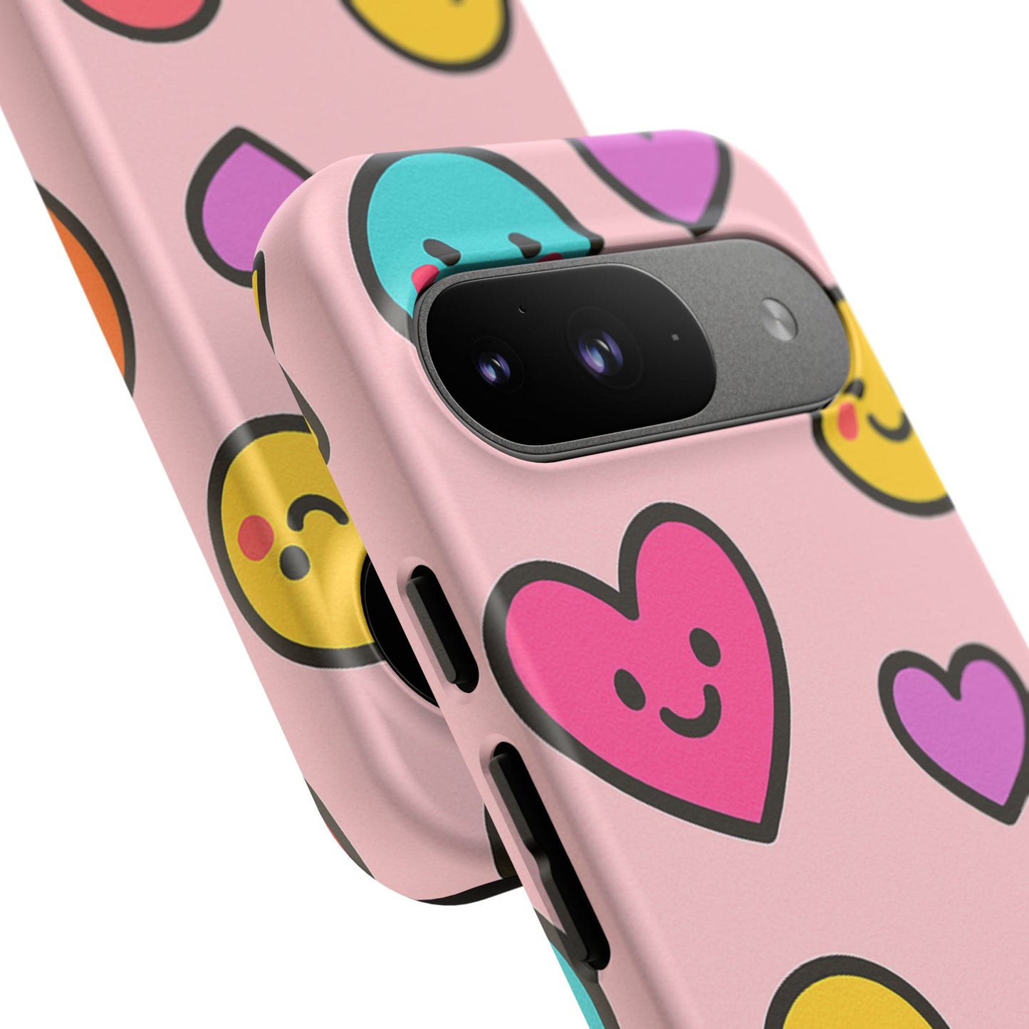 Cute Phone Case with Smiley Faces and Hearts, Fun Gift for Kids and Teens, Cellphone Protector, Birthday Present, Cute Accessories
