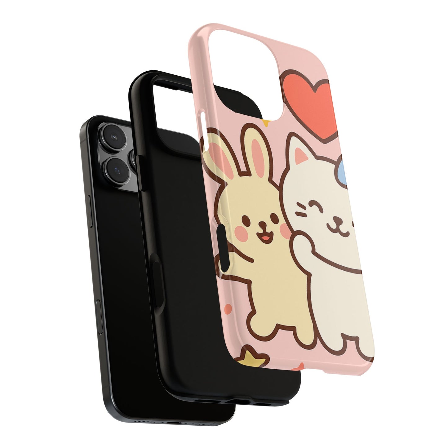 Cute Animal Phone Case -Tough Cases with Bunny and Cat Design, Kawaii Gift for Kids, Birthday, Everyday Use, Phone Accessories, teenage girl