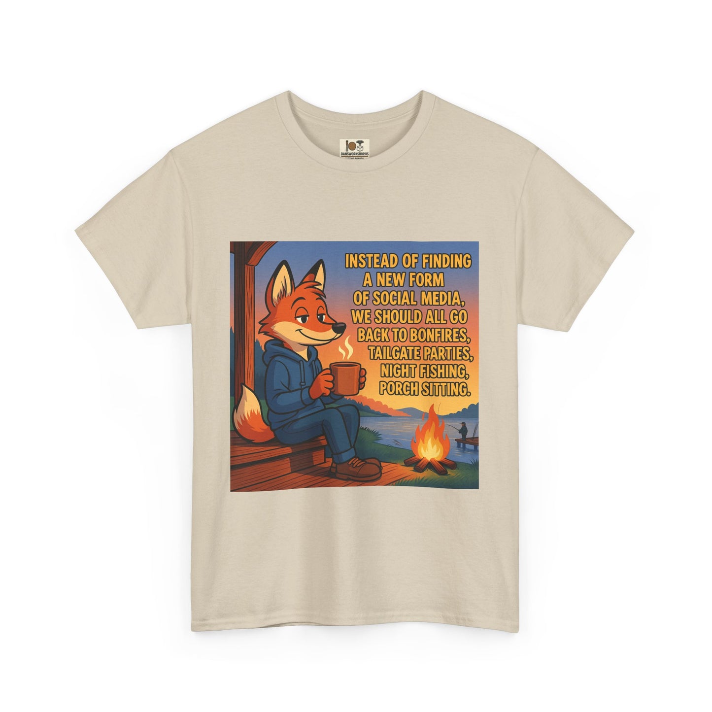 Cozy Campfire Fox Tee, Relaxing T-Shirt for Nature Lovers, Outdoor Adventure Shirt, Fox Lover Gift, Casual Cozy Wear