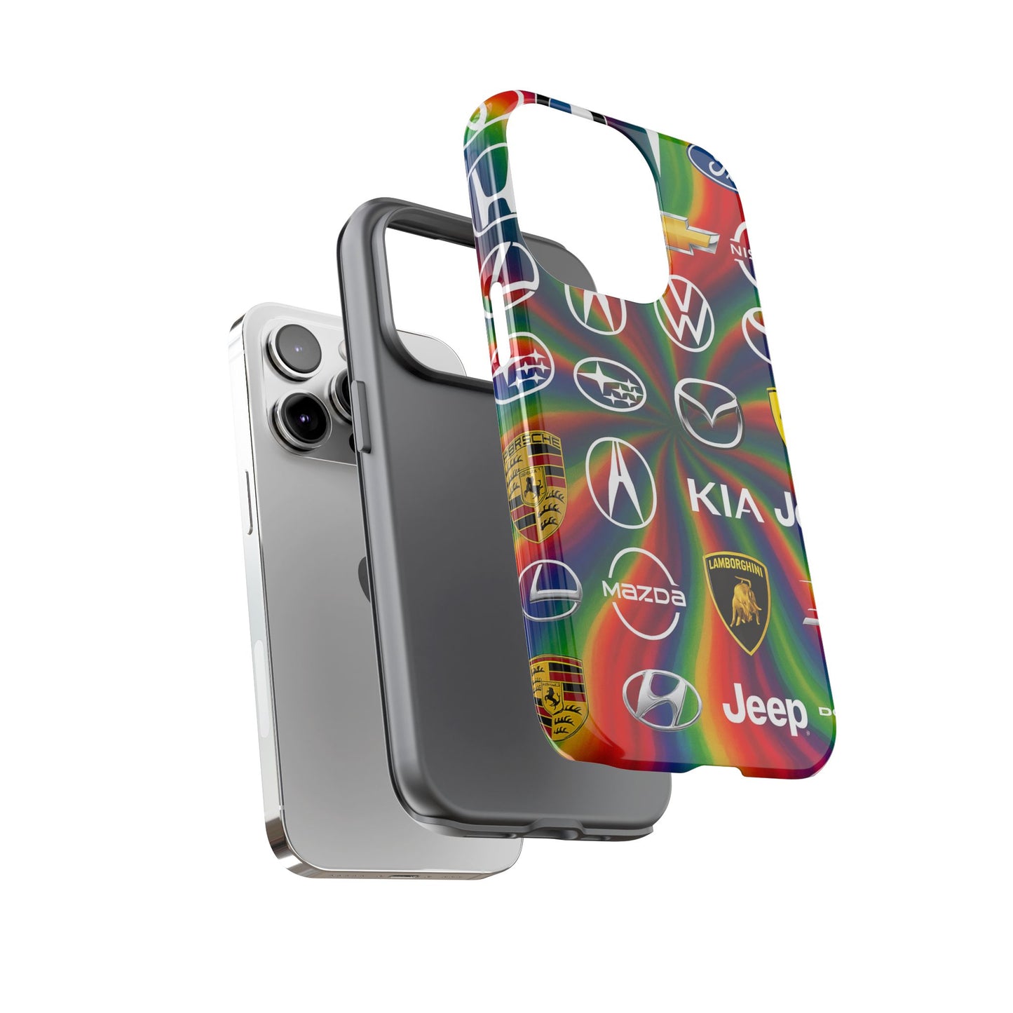 Colorful Car Logos Phone Case - Vibrant Tough Cases for Auto Enthusiasts, Unique Gift for Birthdays, Car Events, and Holidays