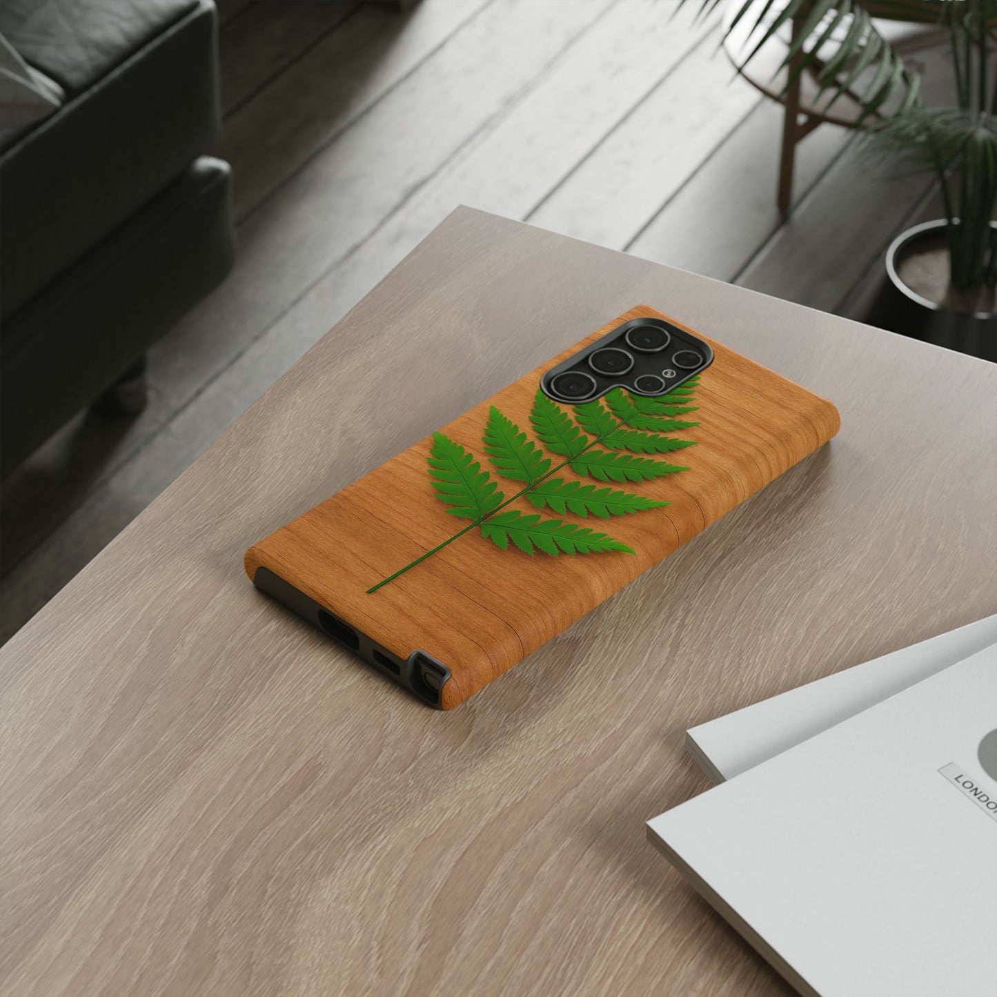 Wooden Fern Phone Case - Eco-Friendly Tough Cases for Nature Lovers, Unique Gift, Customizable Design, Nature-Themed Accessories