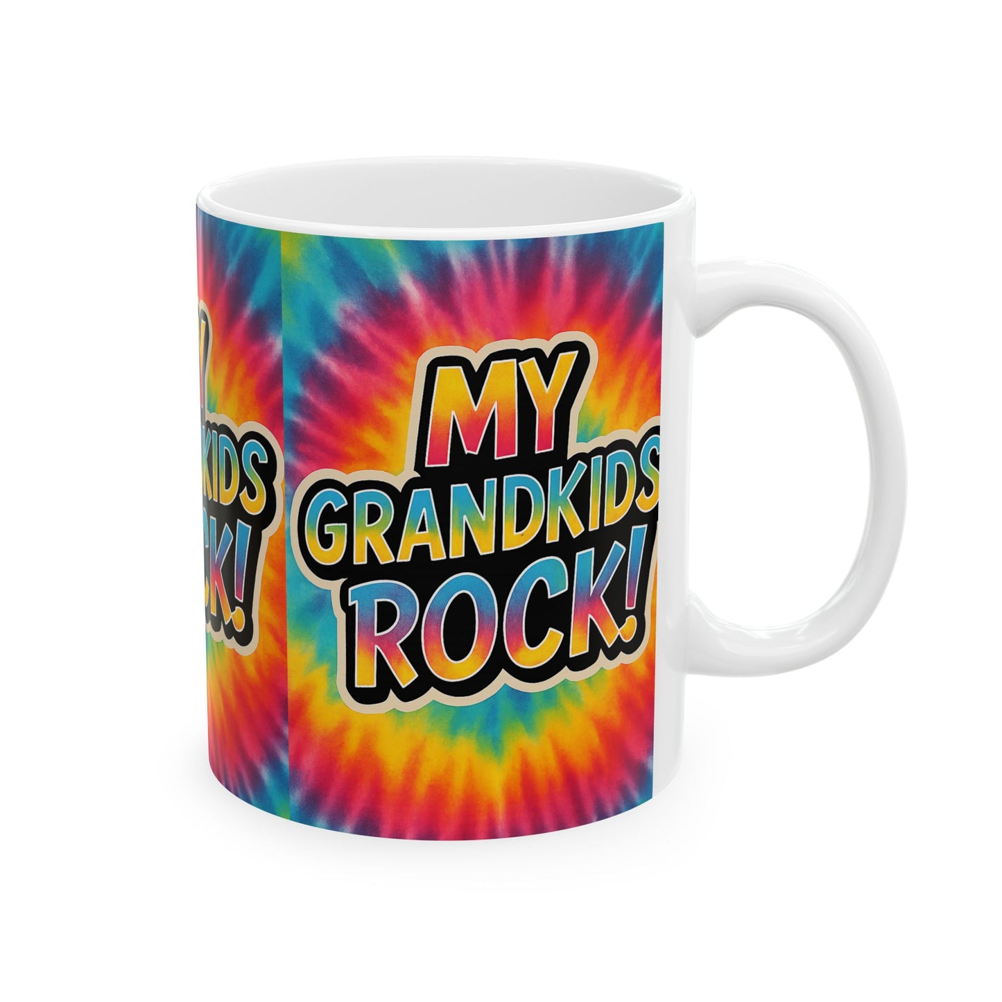 Colorful Grandkids Rock Ceramic Mug - Perfect Gift for Grandparents, Family Gatherings, Birthdays, Mother's Day, Fun Vibes