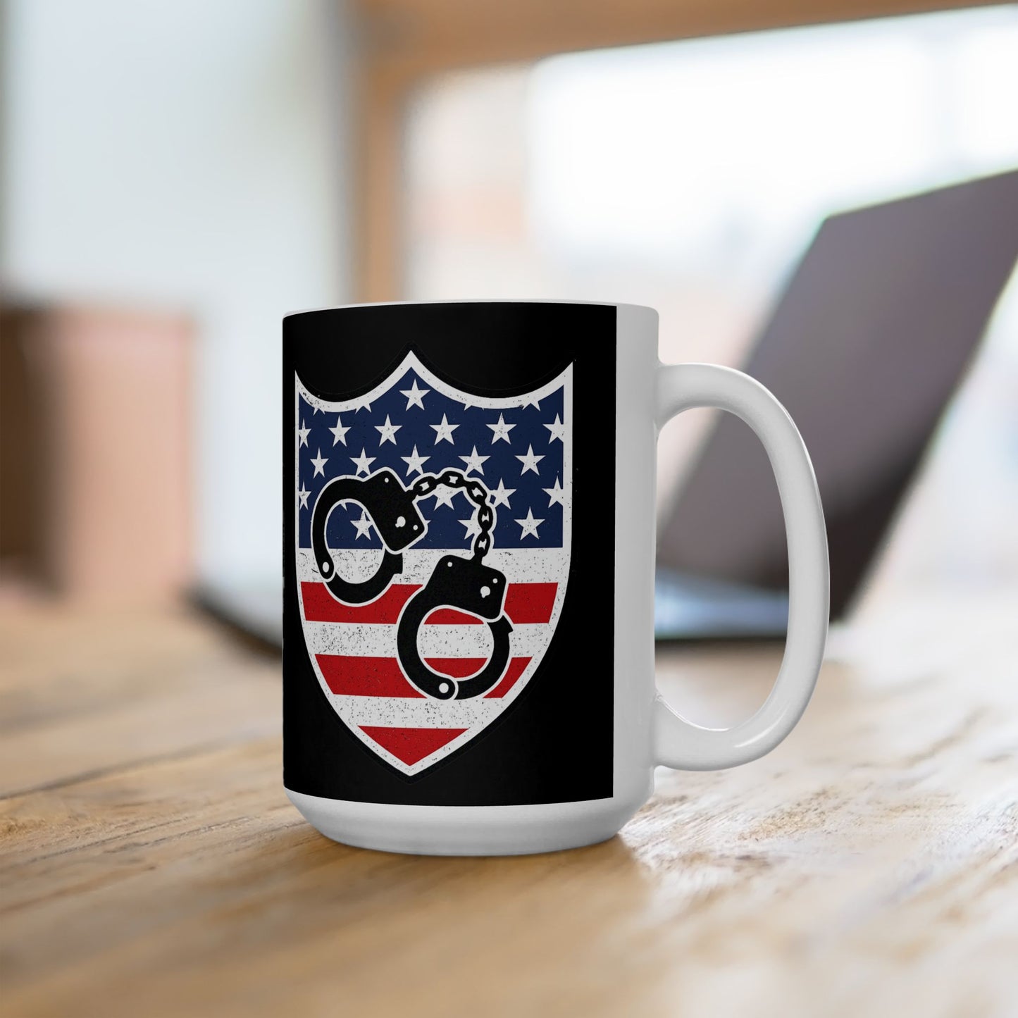 Patriotic Ceramic Mug for Police Supporters, Veteran Gift, Law Enforcement Coffee Cup, Independence Day, 11oz 15oz