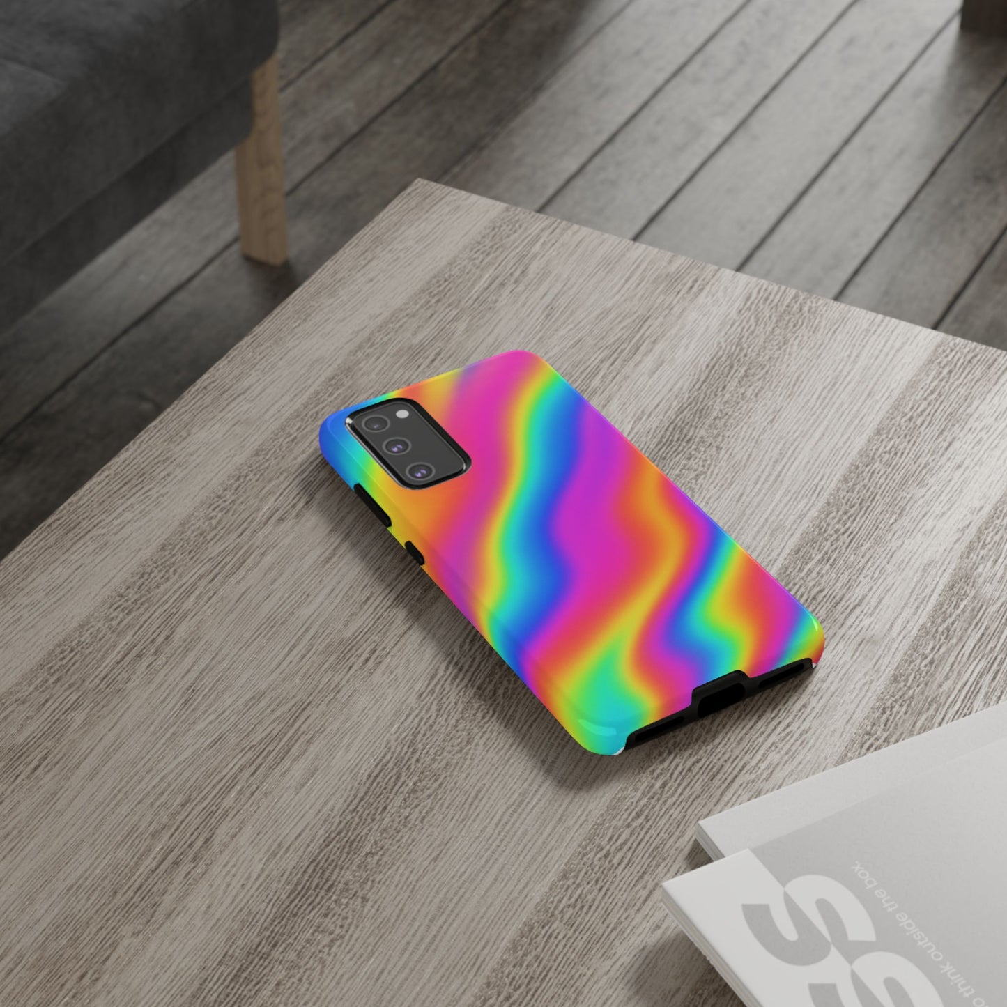 Rainbow Wavy Phone Case - Colorful Tough Cases for Stylish Protection, LGBTQ+ Pride Gift, Trendy Phone Accessory, Birthday, Holiday Present