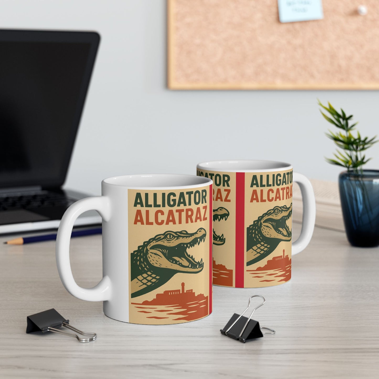 Alligator Alcatraz Ceramic Mug, Vintage Style Coffee Cup, Unique Gift for Animal Lovers, Retro Kitchen Decor, Fun Travel Souvenir