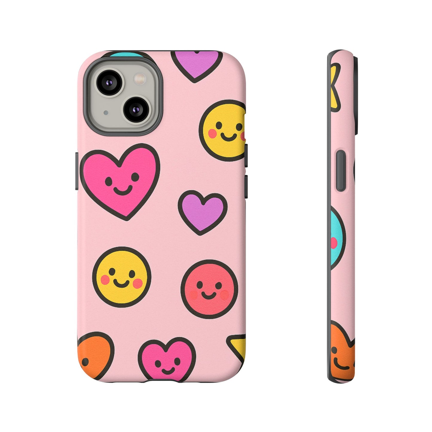 Cute Phone Case with Smiley Faces and Hearts, Fun Gift for Kids and Teens, Cellphone Protector, Birthday Present, Cute Accessories