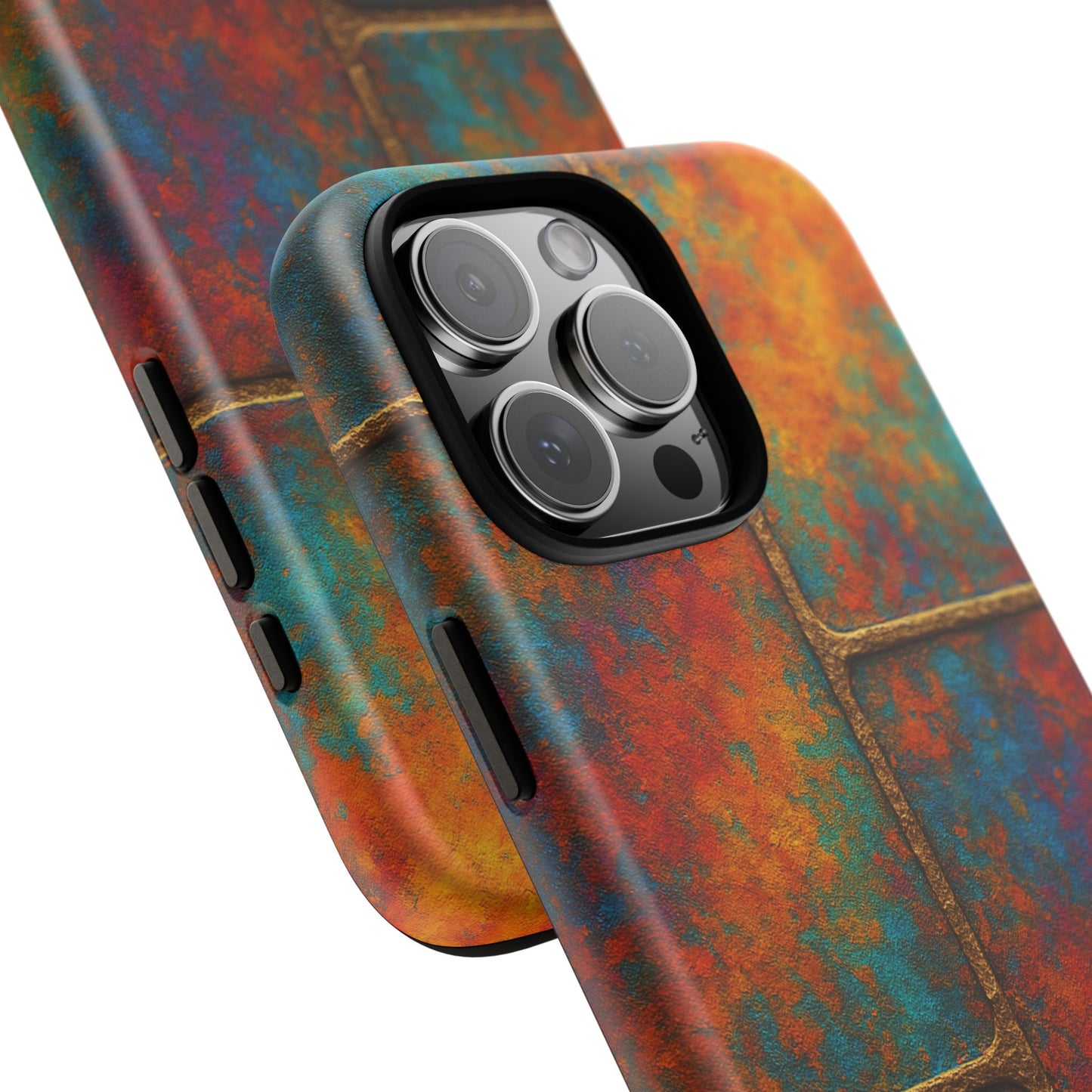 Colorful Textured Phone Case, Vibrant iPhone Cover, Tough Protective Shell, Unique Mobile Accessory, Artisan Phone Protection