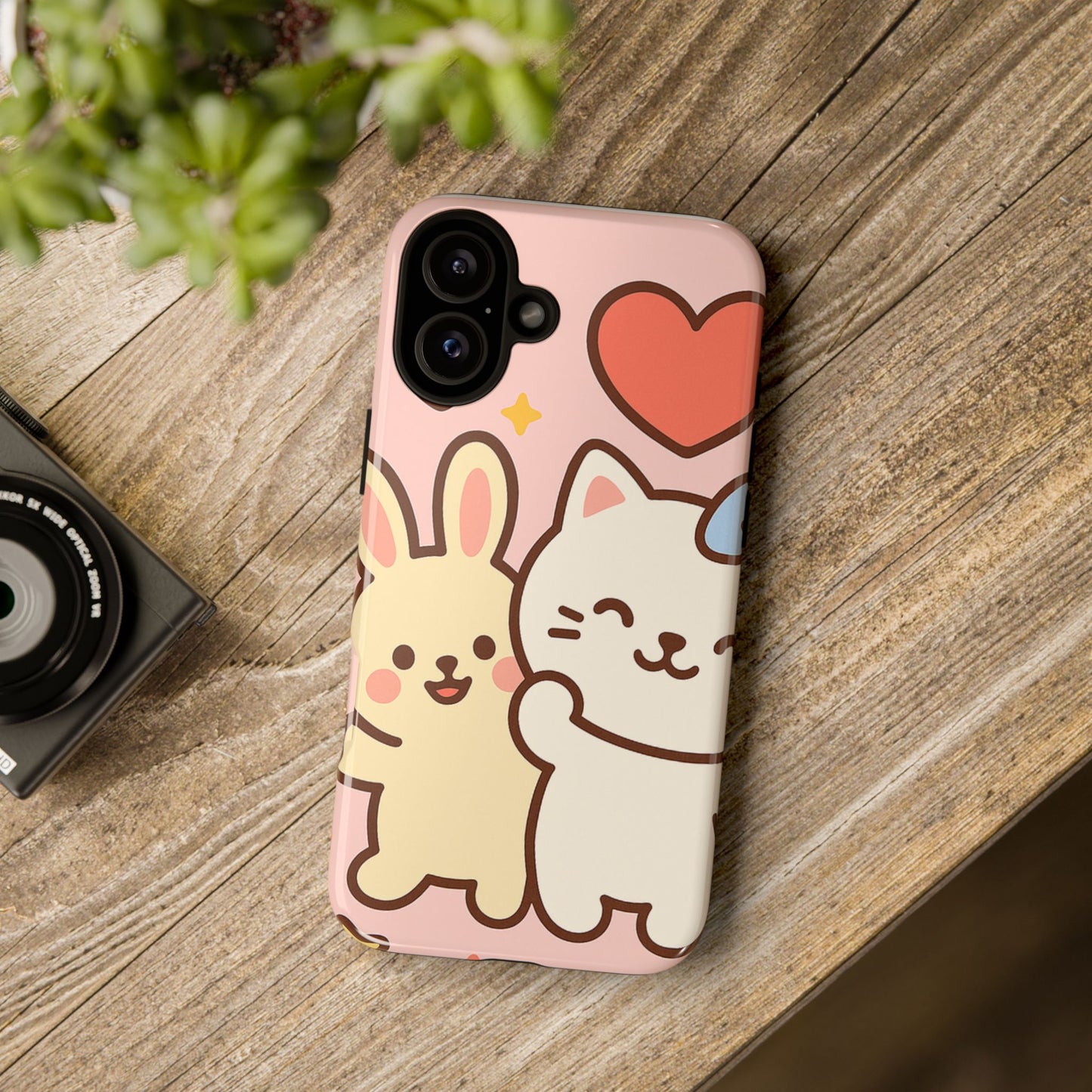 Cute Animal Phone Case -Tough Cases with Bunny and Cat Design, Kawaii Gift for Kids, Birthday, Everyday Use, Phone Accessories, teenage girl