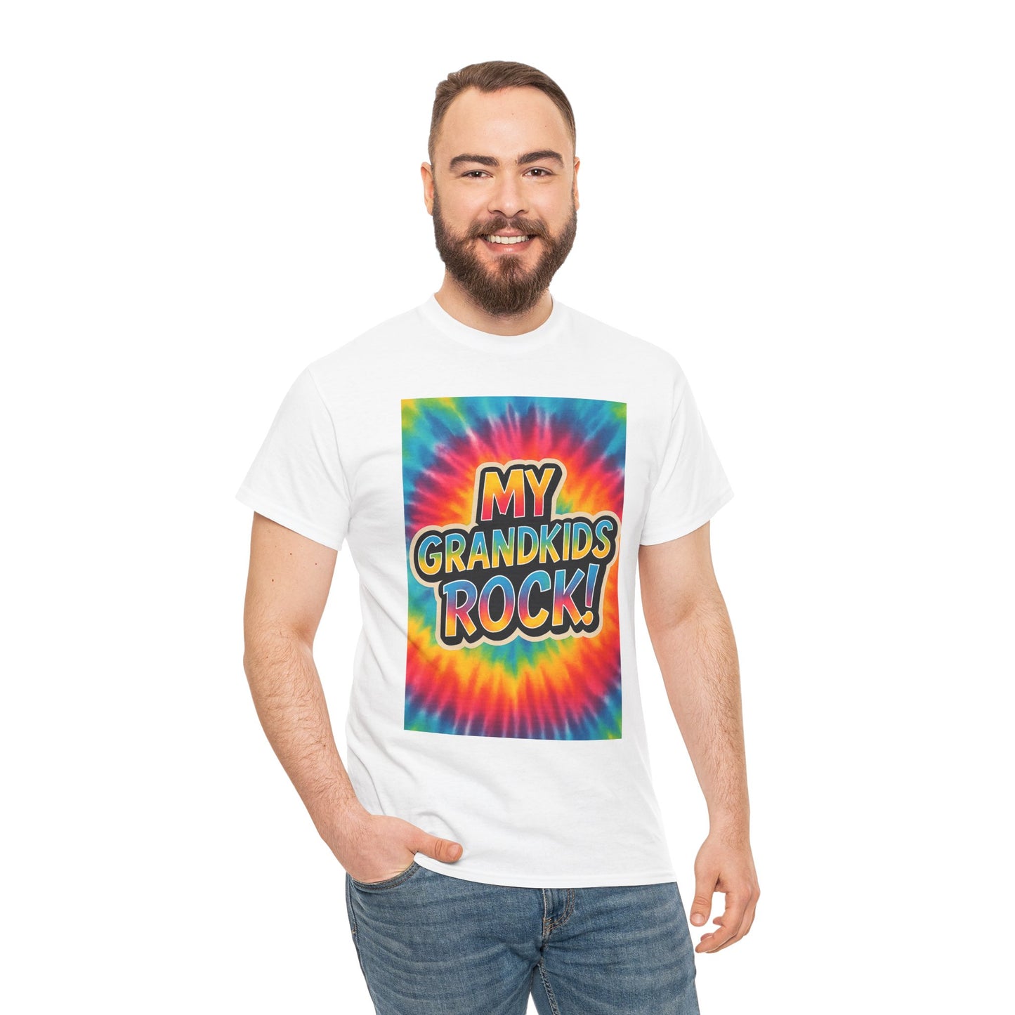 Colorful Tie-Dye Grandpa Tee, My Grandkids Rock Shirt, Family Gift, Casual Wear, Summer Style, Grandparents Day, Gifts for Men