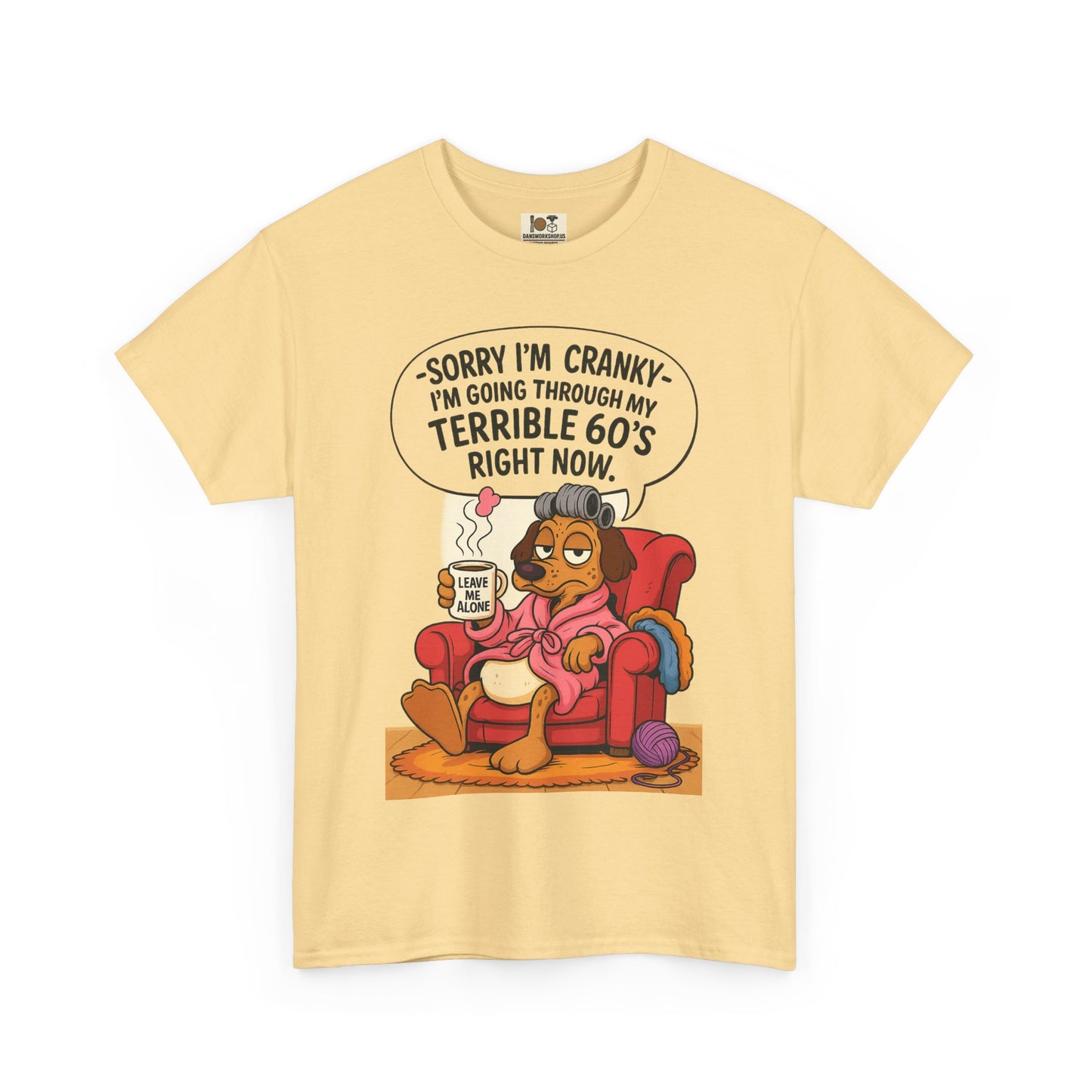 Funny Cranky 60s Unisex Heavy Cotton Tee, Gift for 60th Birthday, 60s Humor Shirt, Quirky Tee, Casual Wear, Everyday Comfort