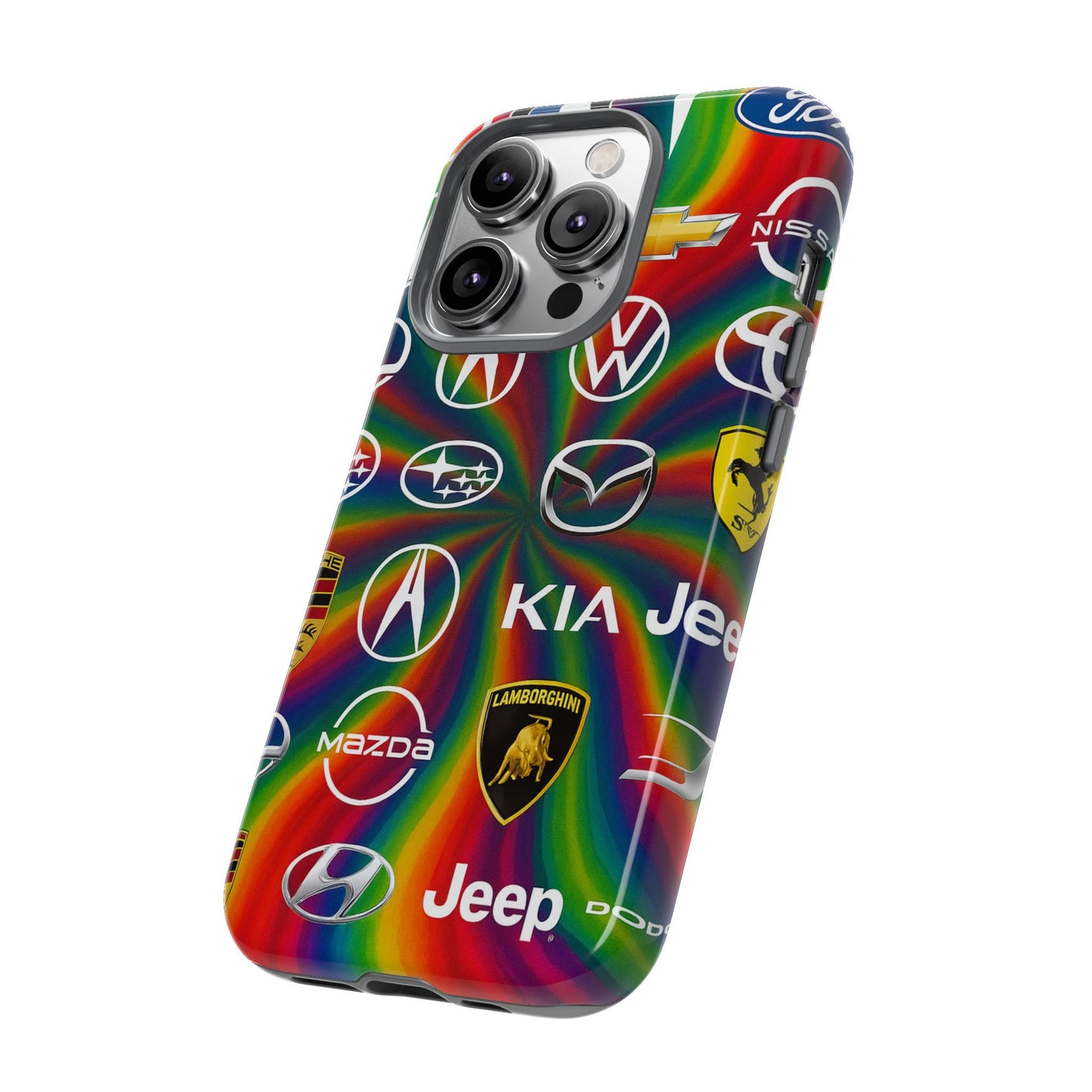 Colorful Car Logos Phone Case - Vibrant Tough Cases for Auto Enthusiasts, Unique Gift for Birthdays, Car Events, and Holidays