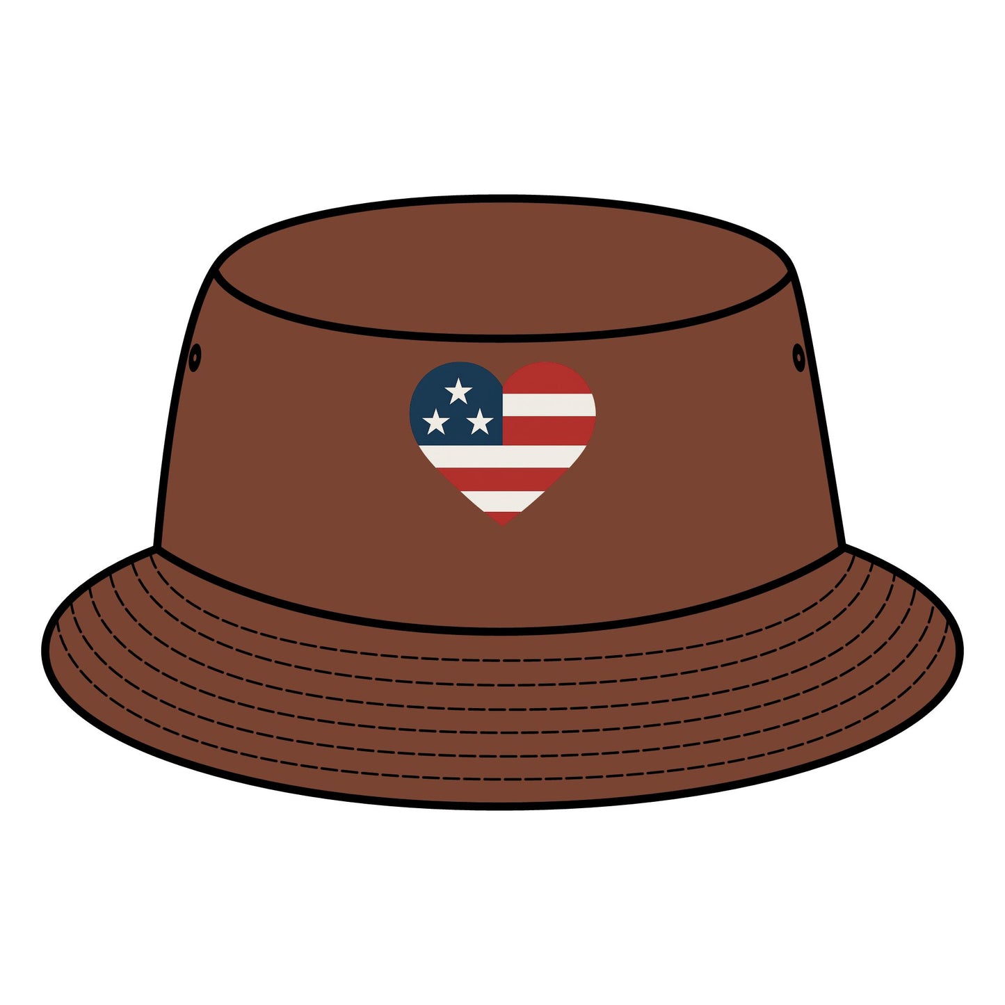 Patriotic Bucket Hat with Heart Design, Summer Accessory, Festival Hat, Gift for Him/Her, Fourth of July, Casual Wear