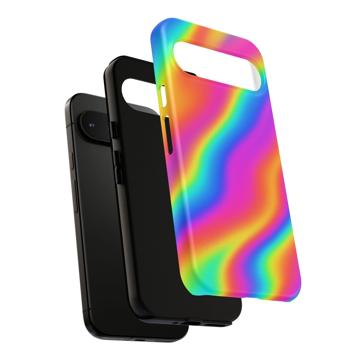 Rainbow Wavy Phone Case - Colorful Tough Cases for Stylish Protection, LGBTQ+ Pride Gift, Trendy Phone Accessory, Birthday, Holiday Present
