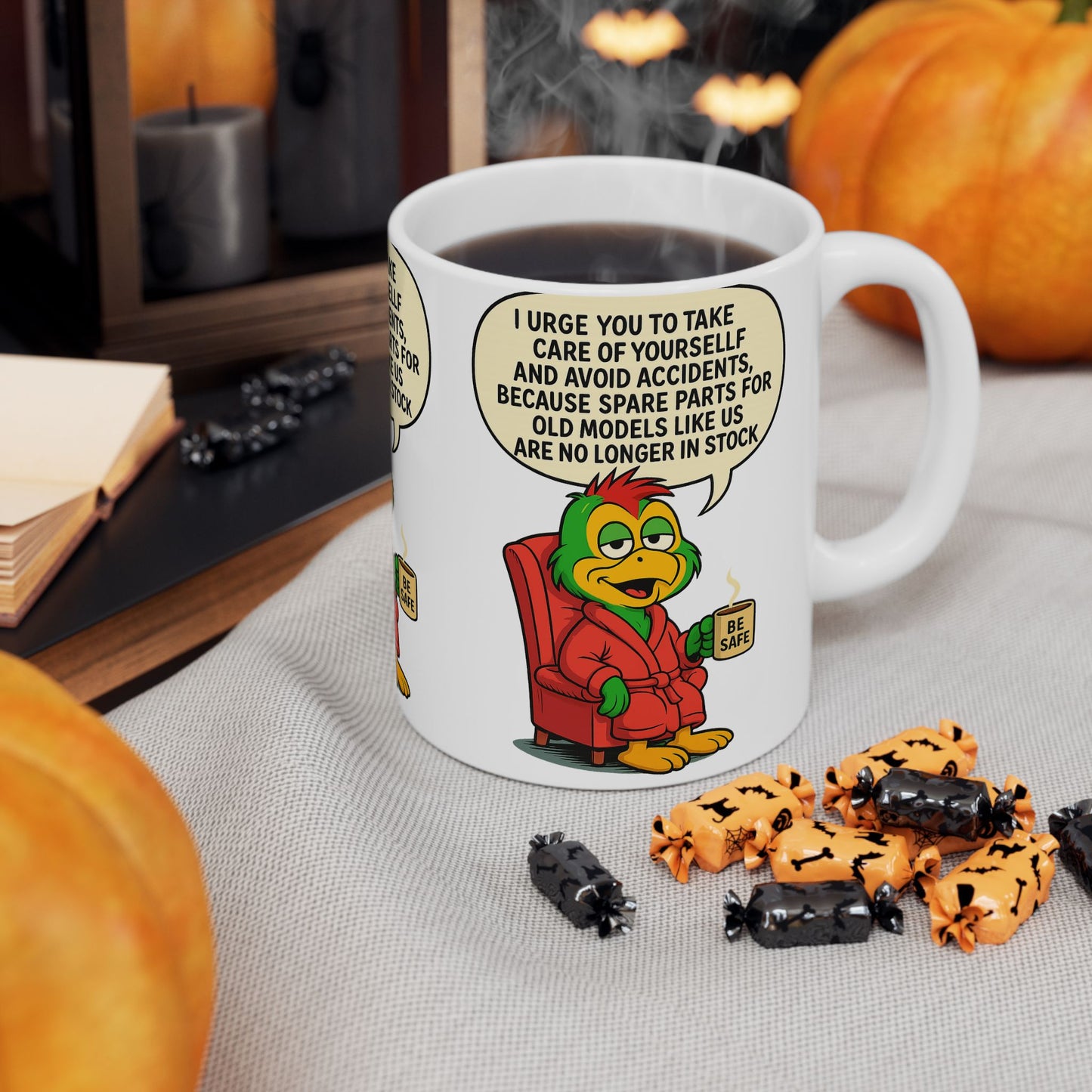 Funny Ceramic Mug with Quirky Cartoon, Coffee Cup, Gift for Friends, Humor Mug, Birthday Present, Unique Gift