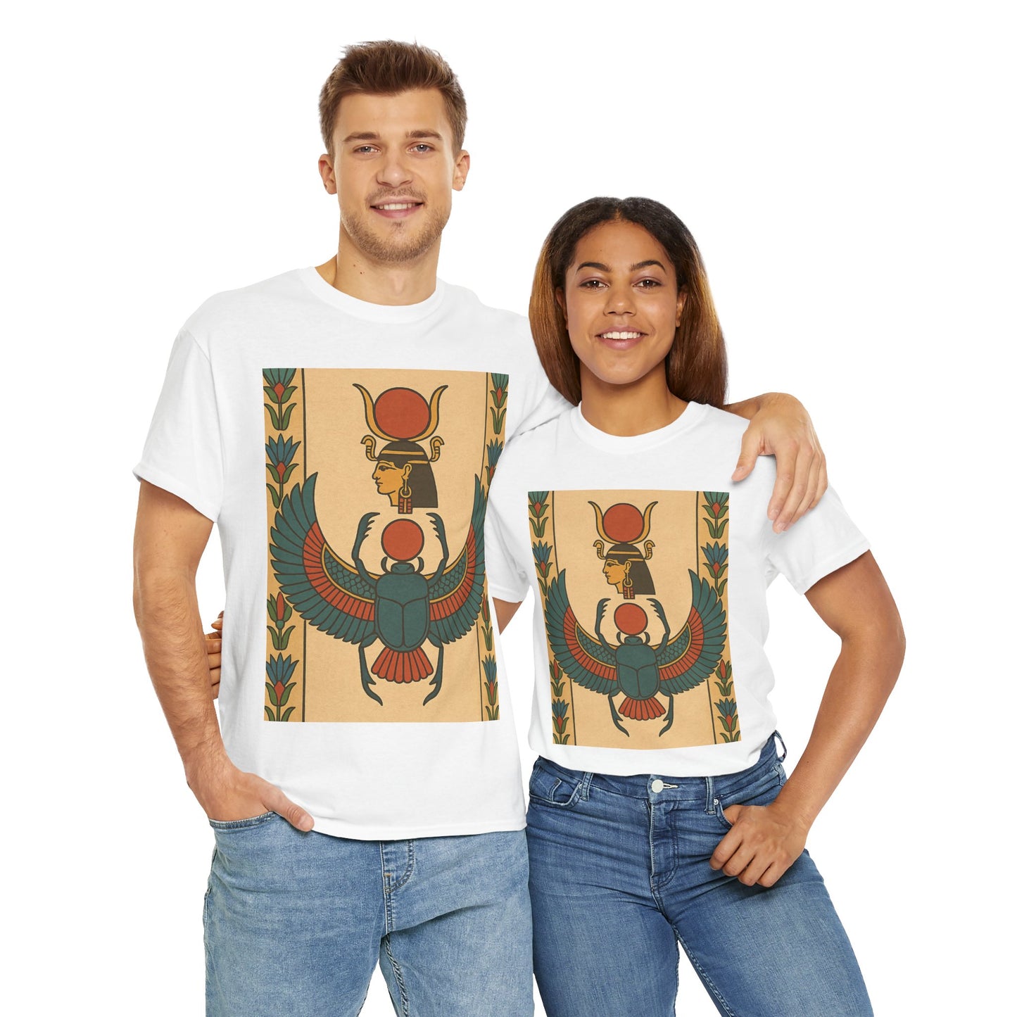 Egyptian Scarab Graphic Tee | Vintage Style, Unisex Cotton Shirt, Cool Casual Wear, Gift for Him/Her, Summer Fashion