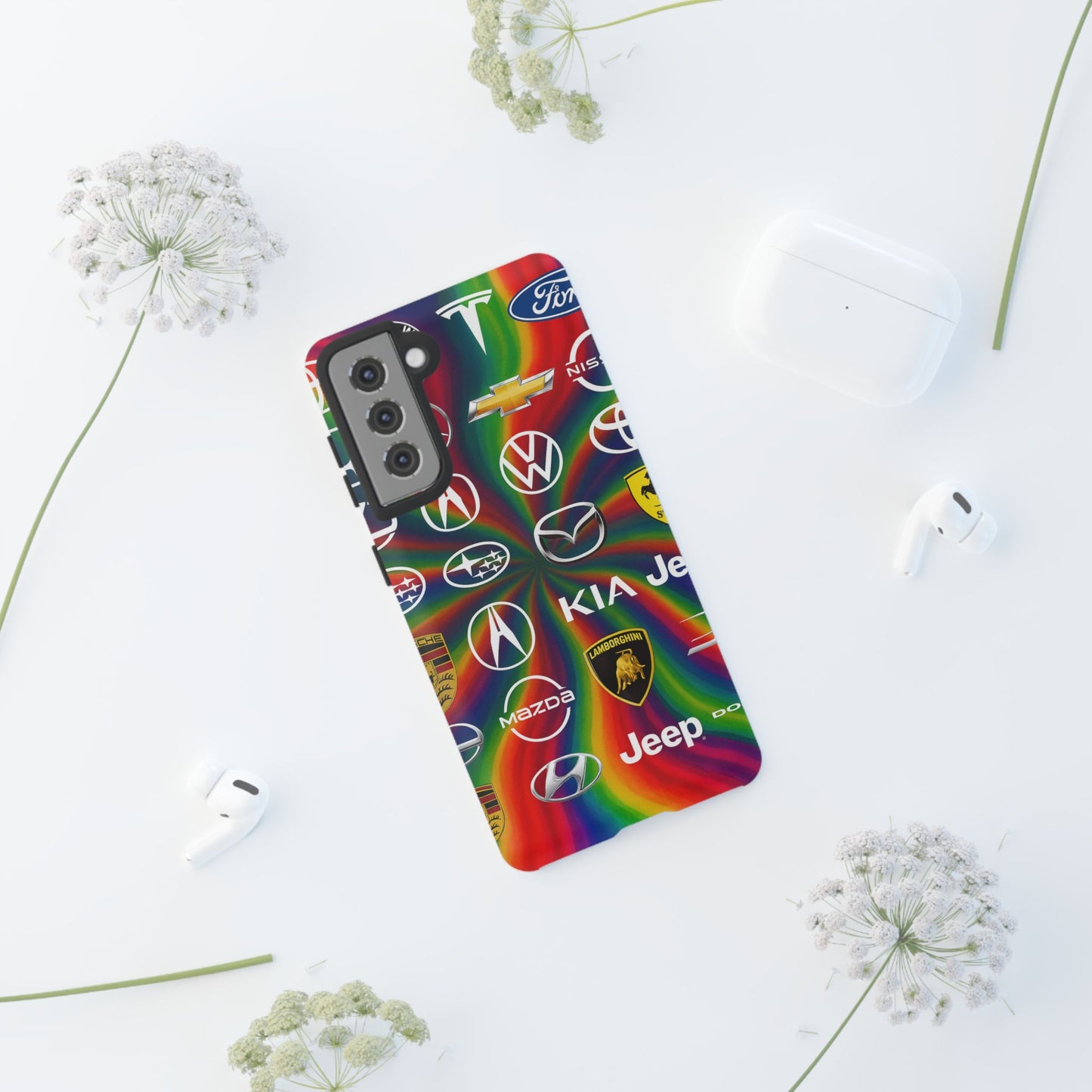 Colorful Car Logos Phone Case - Vibrant Tough Cases for Auto Enthusiasts, Unique Gift for Birthdays, Car Events, and Holidays