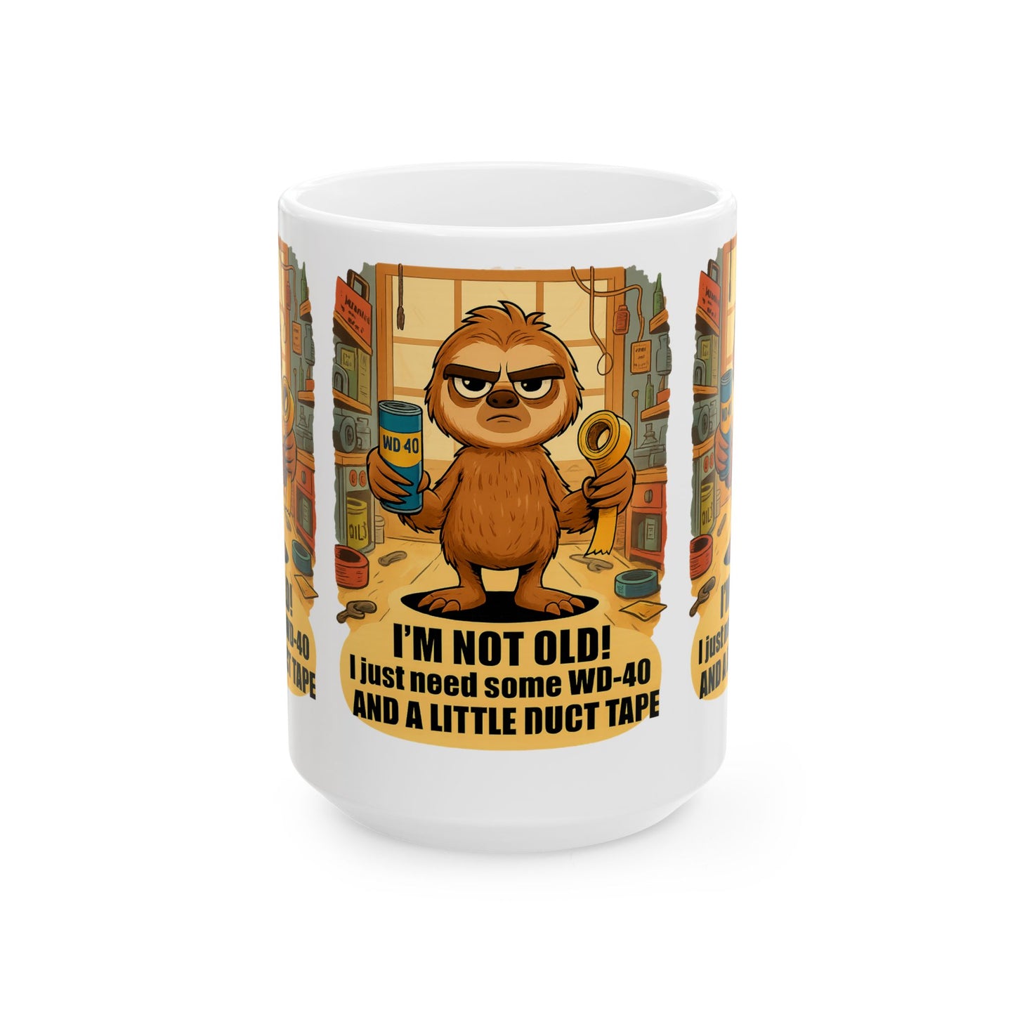 Funny Sloth Mug for DIY Lovers, Gift for Father's Day, Cute Coffee Cup, Home Office Decor, Fun Present for Handyman