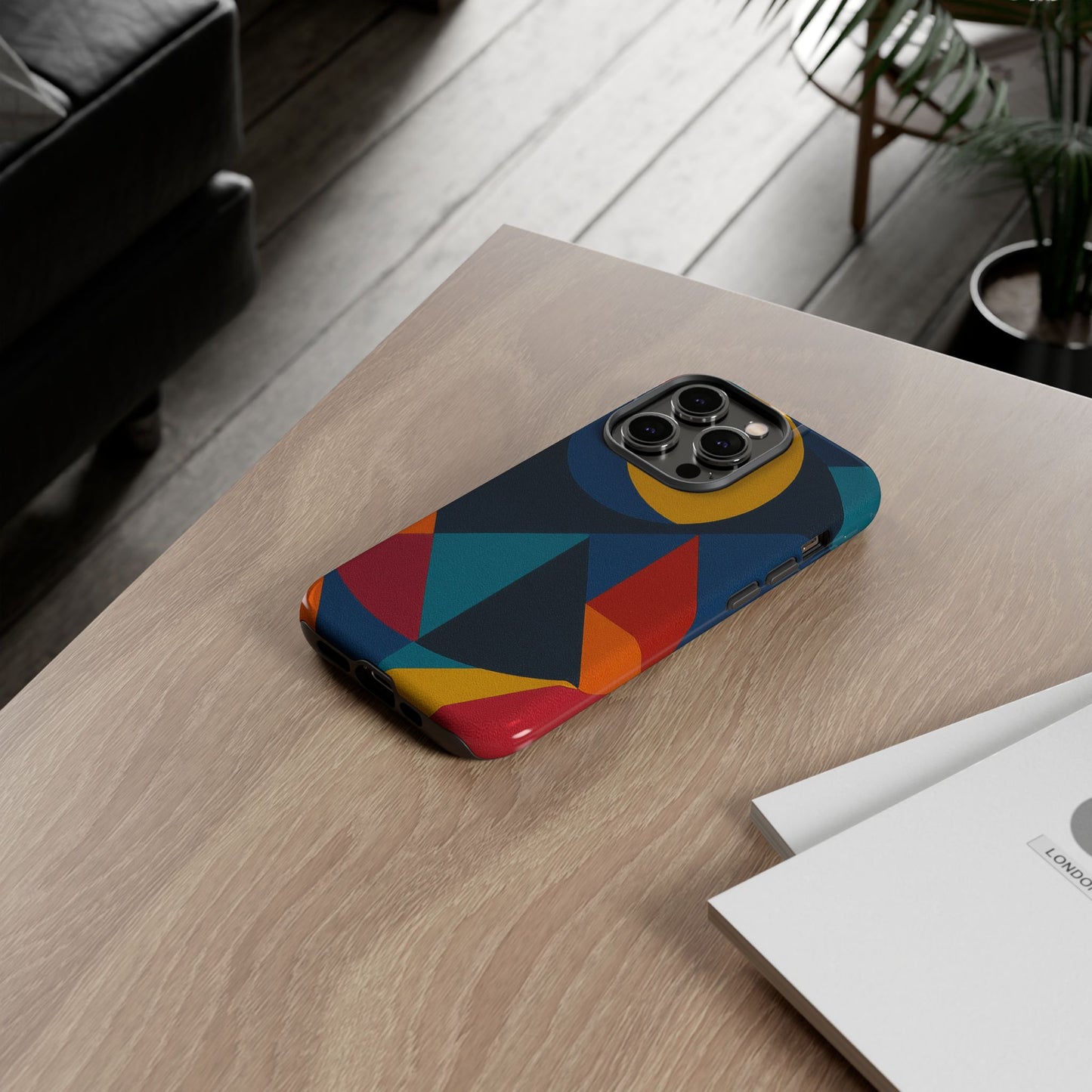 Vibrant Phone Case, Colorful Phone Cover, Geometric Design, Artistic Gift, Trendy Accessory, Vibrant Colors, Unique Design