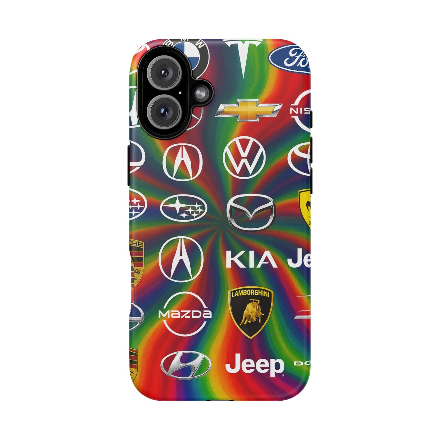 Colorful Car Logos Phone Case - Vibrant Tough Cases for Auto Enthusiasts, Unique Gift for Birthdays, Car Events, and Holidays