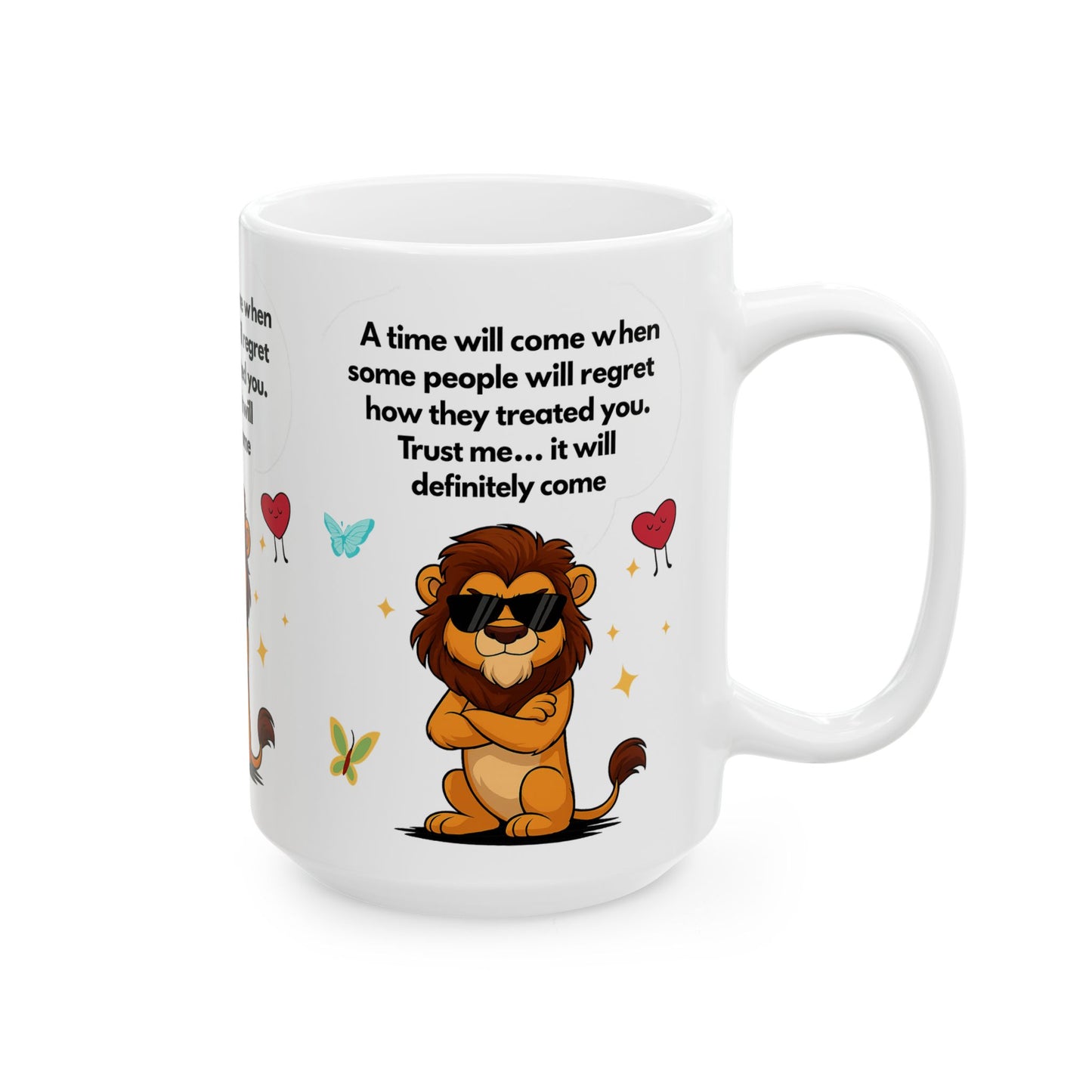 Confident Lion Quote Mug | Gift for Friends, Motivational Ceramic Mug, Cute Animal Design, Coffee Tea Cup, Positive Vibes