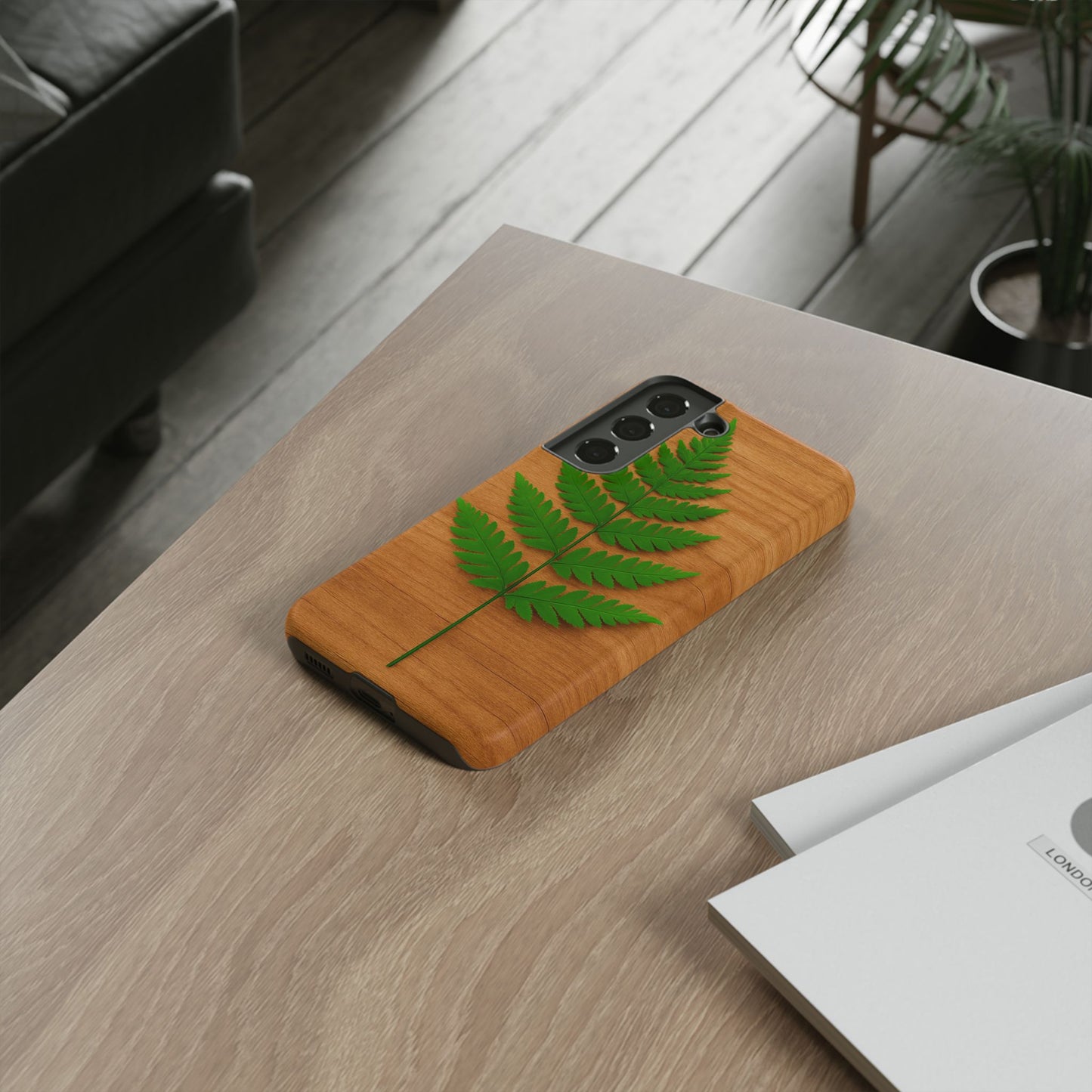 Wooden Fern Phone Case - Eco-Friendly Tough Cases for Nature Lovers, Unique Gift, Customizable Design, Nature-Themed Accessories
