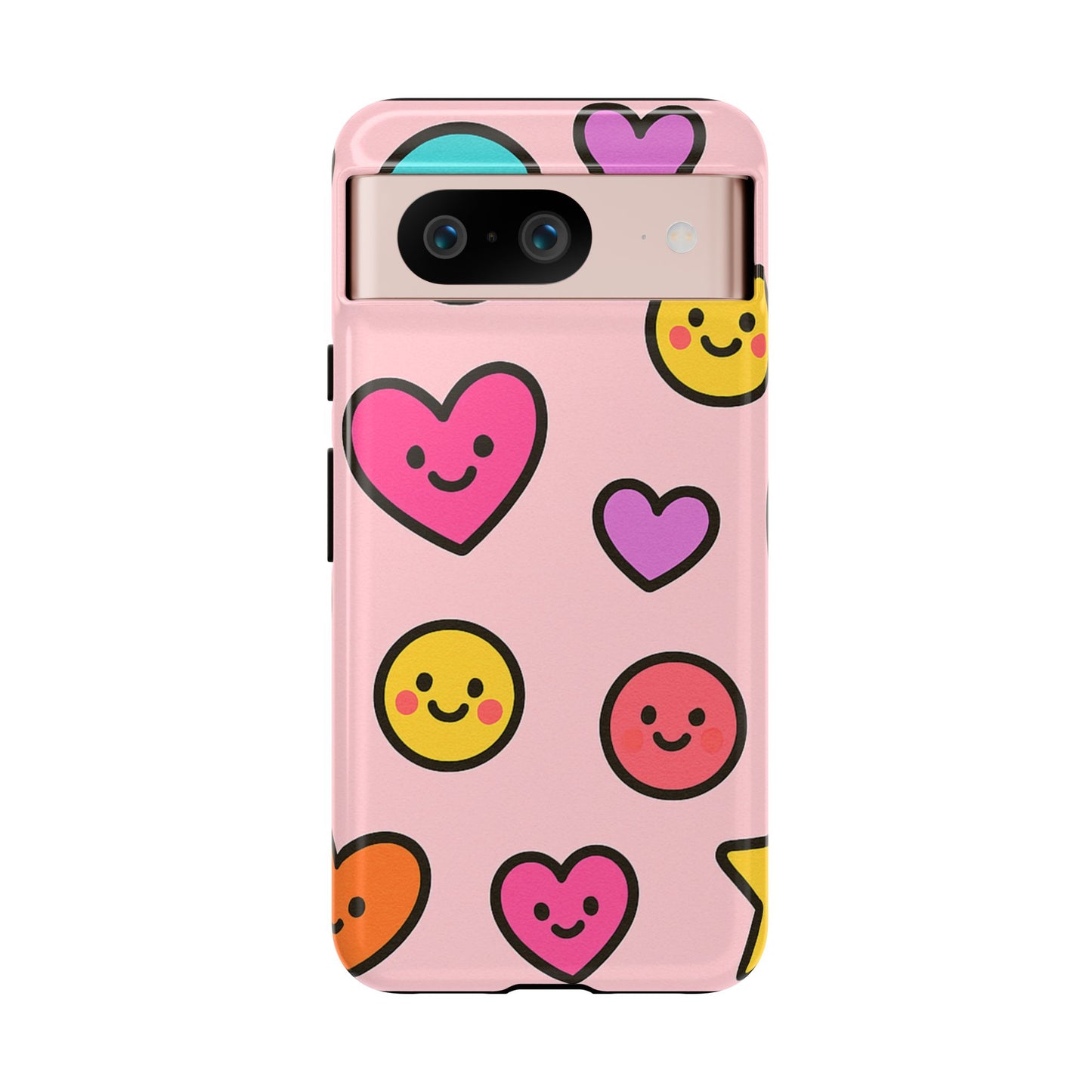 Cute Phone Case with Smiley Faces and Hearts, Fun Gift for Kids and Teens, Cellphone Protector, Birthday Present, Cute Accessories