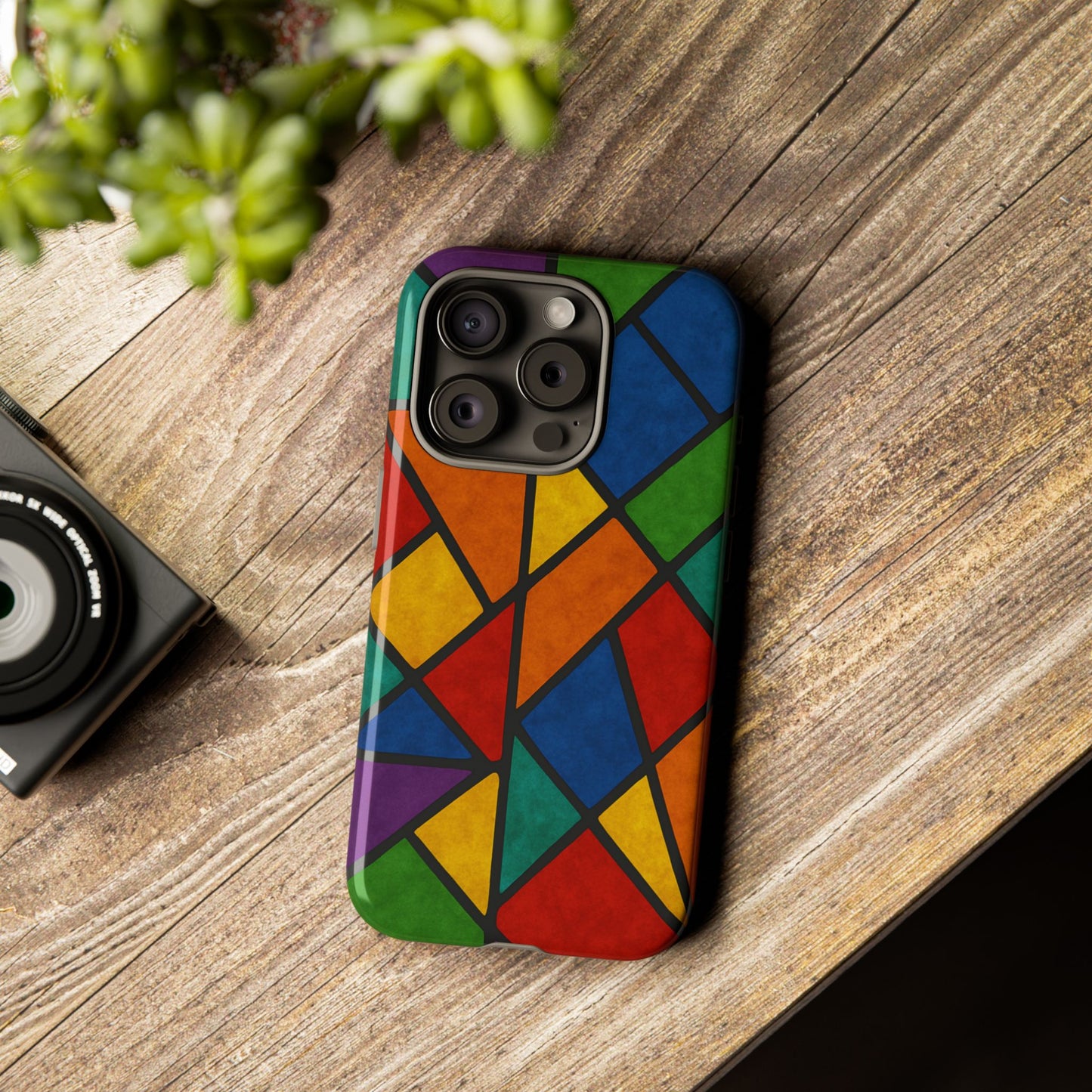Colorful Phone Case, Stained Glass Pattern, Artistic Phone Cover, Unique Smartphone Protection, Vibrant Gift for All Occasions