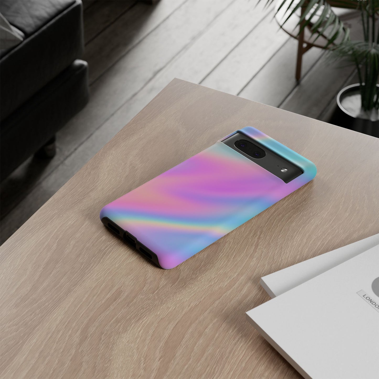 Colorful Holographic Phone Case, Tough Cases for iPhone, Trendy Phone Cover, Unique Gift for Her, Pastel Phone Accessory