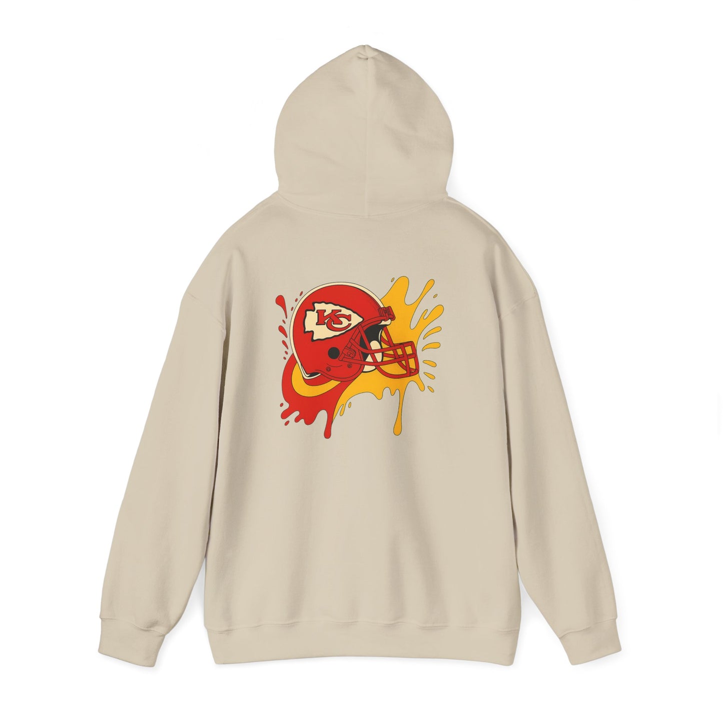 Sporty Graffiti Hoodie for Chiefs Fans, Versatile Streetwear, Perfect Gift for Game Day, Fashionable Fall Layer, Unisex Heavy Blend