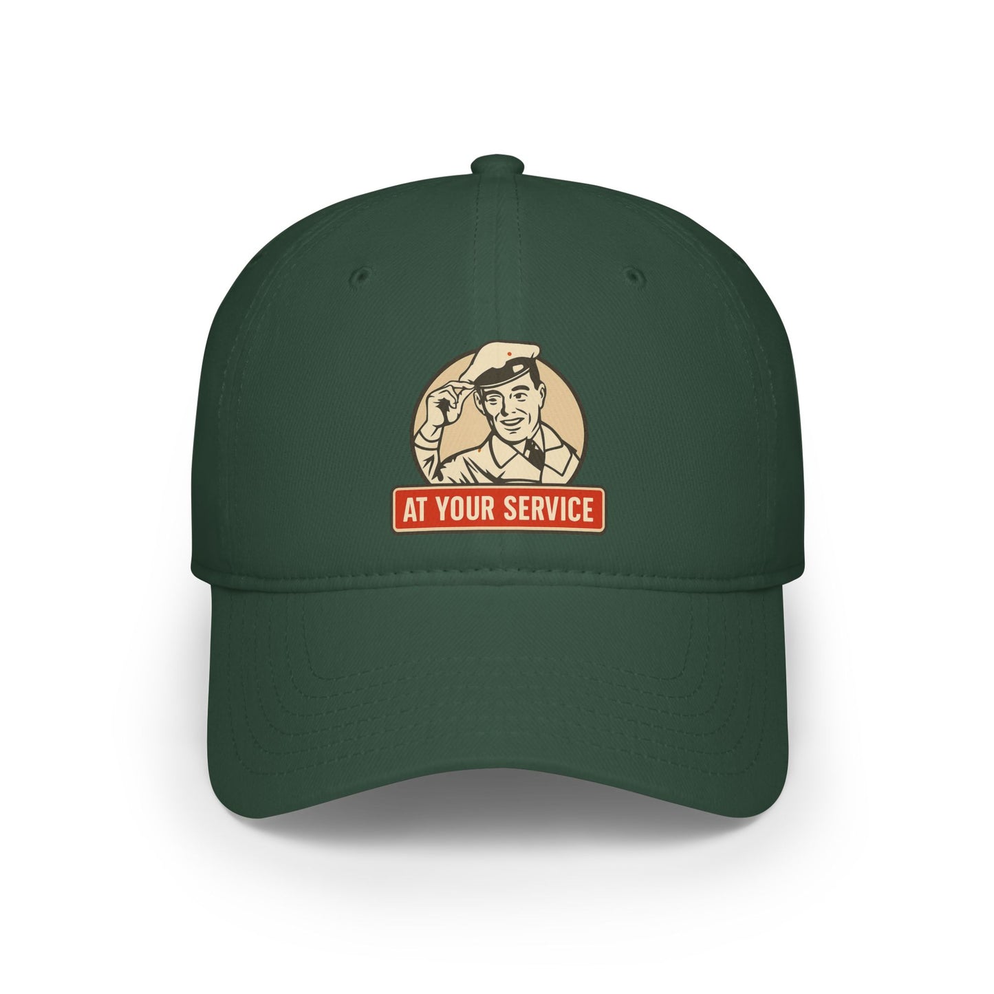 Vintage-Style Low Profile Baseball Cap | Inspiring 'At Your Service' Design, Casual Hat, Gift for Him, Outdoors, Everyday Wear