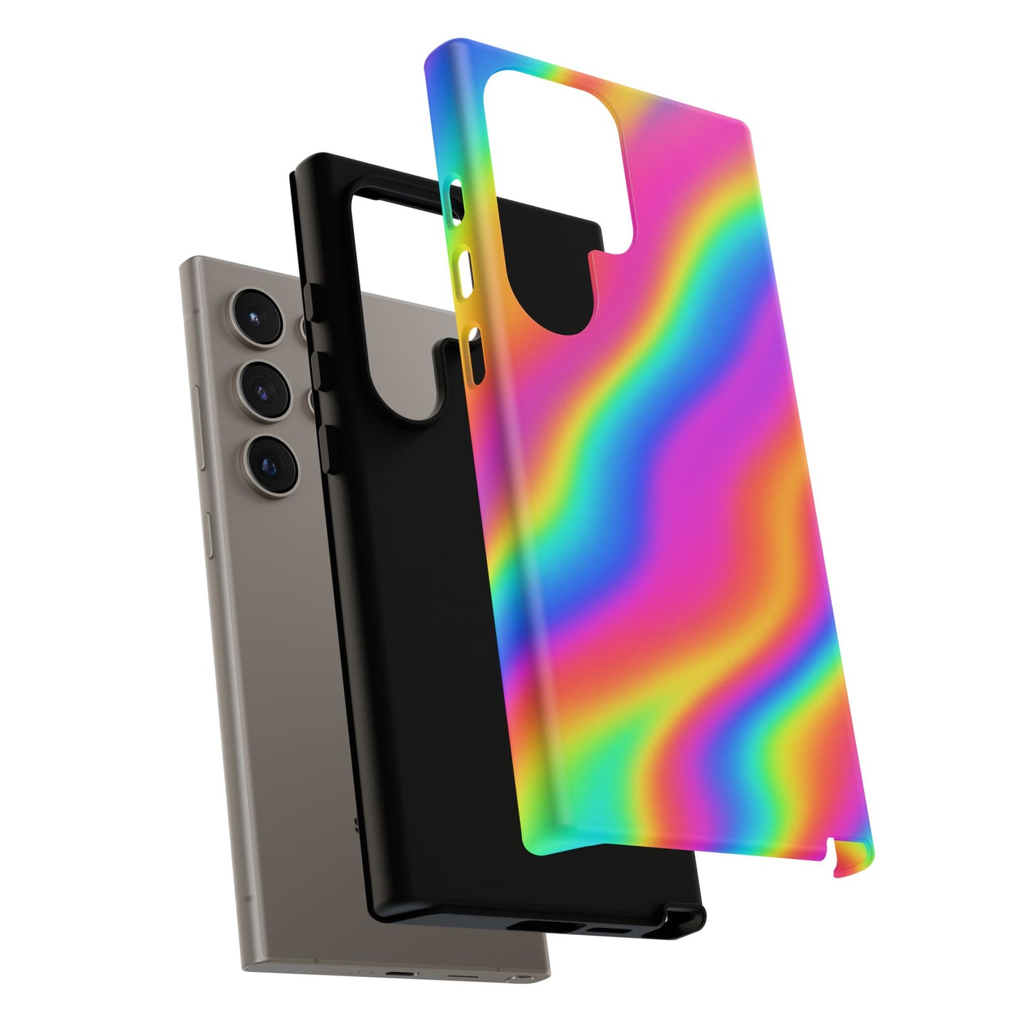Rainbow Wavy Phone Case - Colorful Tough Cases for Stylish Protection, LGBTQ+ Pride Gift, Trendy Phone Accessory, Birthday, Holiday Present