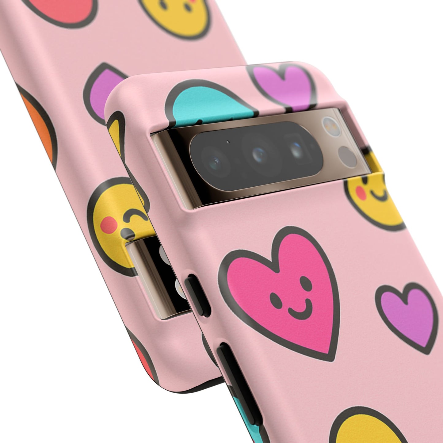 Cute Phone Case with Smiley Faces and Hearts, Fun Gift for Kids and Teens, Cellphone Protector, Birthday Present, Cute Accessories