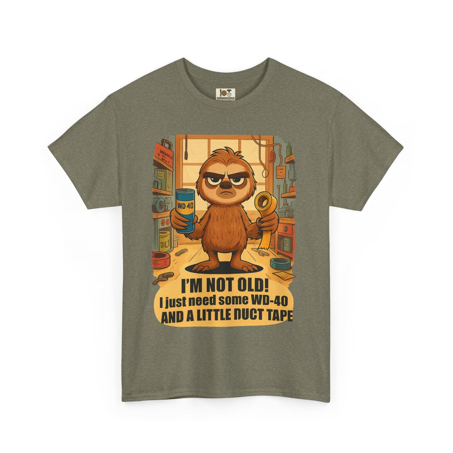 Funny Quote Tee, I'm Not Old WD-40 Sloth Shirt, Gift for Dad, Birthday Humor T-Shirt, Unisex Funny Cotton Top