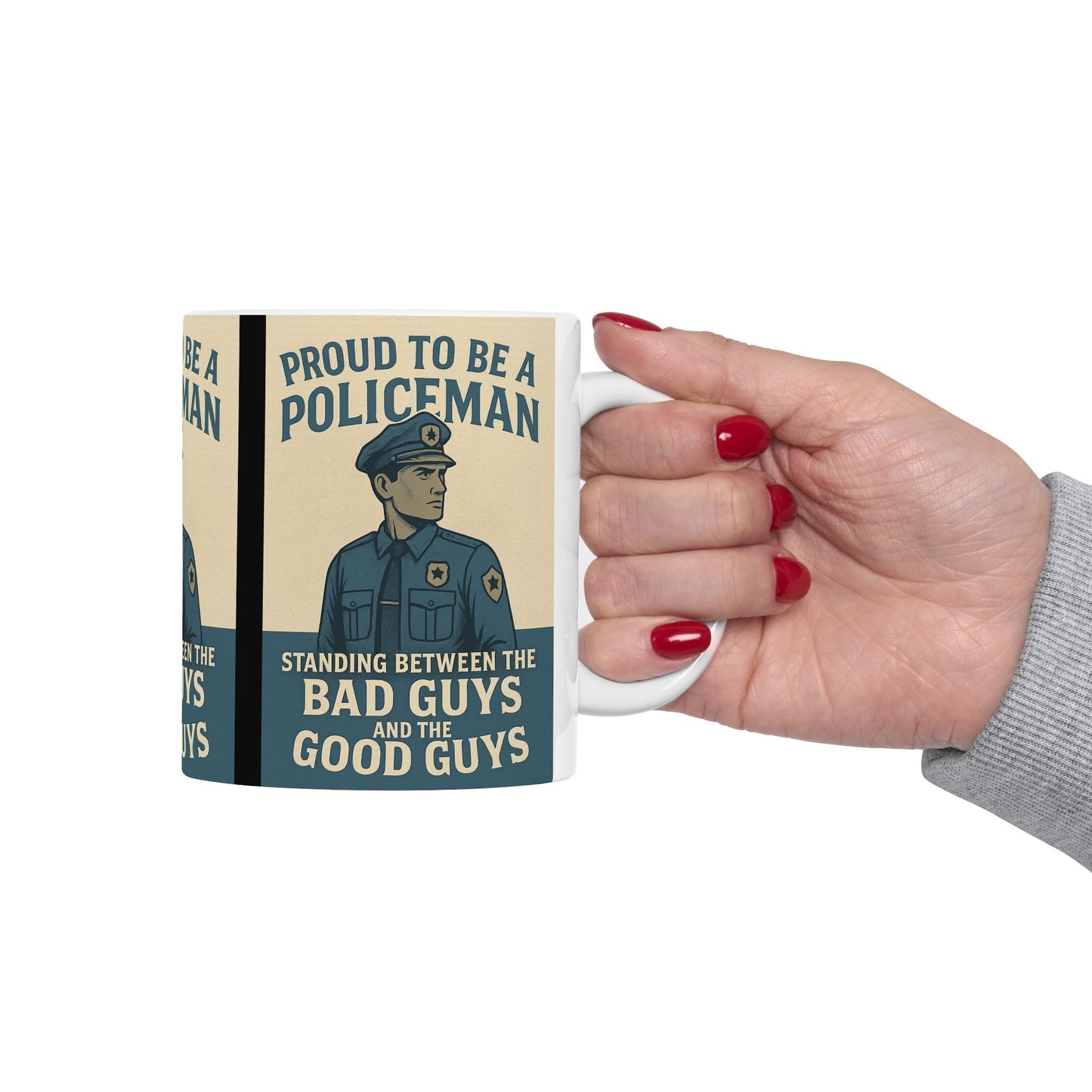Proud Policeman Ceramic Mug - Perfect Gift for Law Enforcement Officers, Unique Coffee Cup, Support Police, Blue Lives Matter, 11oz, 15oz