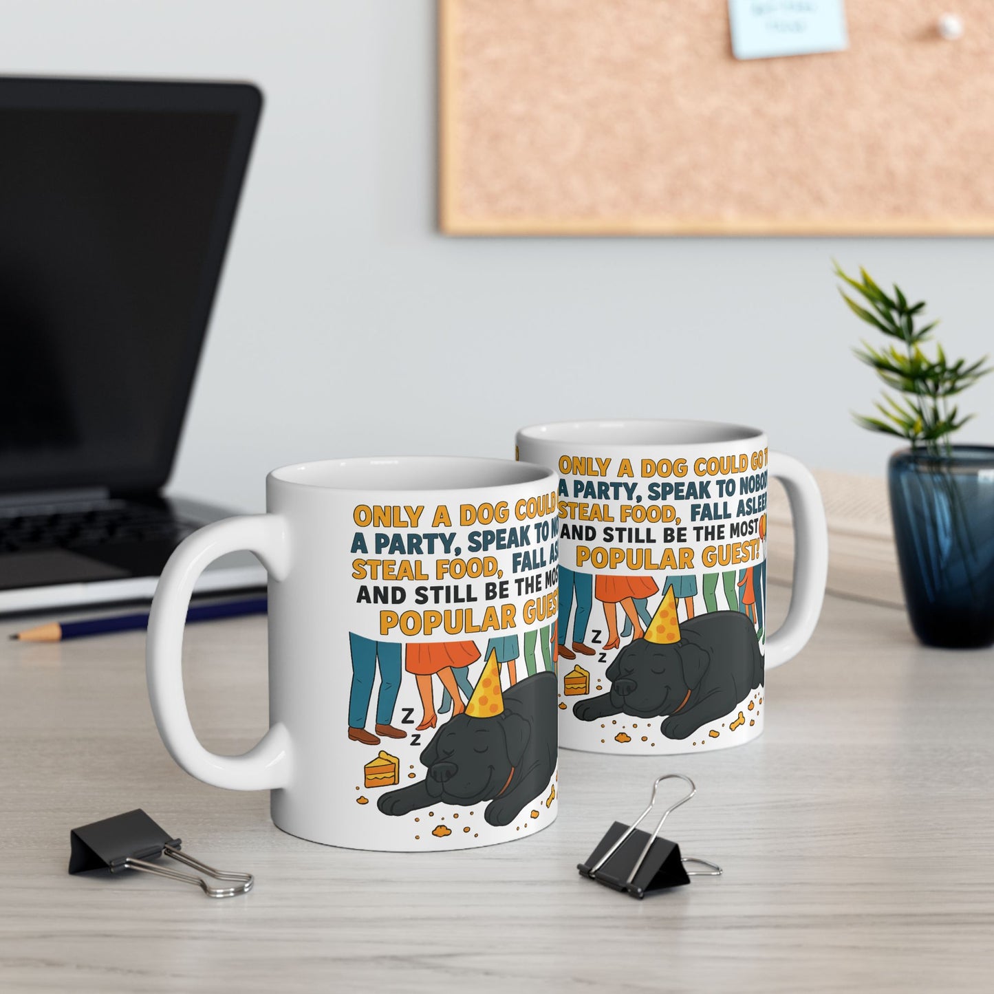 Sleepy Cat Party Mug, Funny Cat Lover Gift, Ceramic Coffee Cup, Ideal for Birthdays, Cat-Themed Celebrations, Pet Owner Present