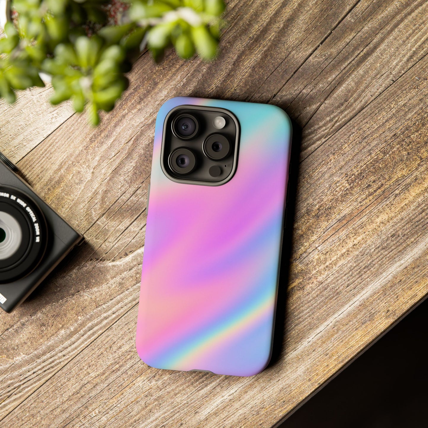 Colorful Holographic Phone Case, Tough Cases for iPhone, Trendy Phone Cover, Unique Gift for Her, Pastel Phone Accessory