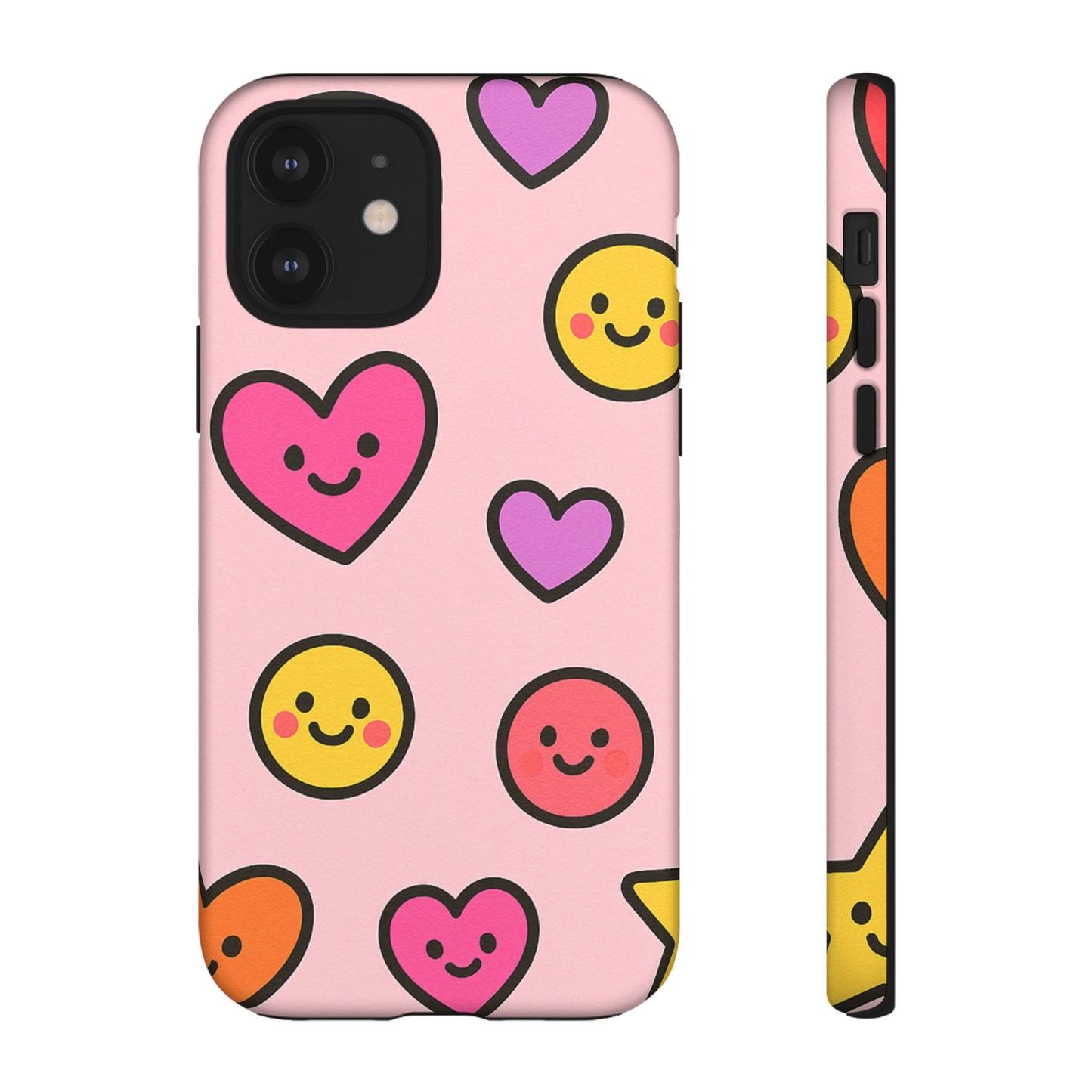 Cute Phone Case with Smiley Faces and Hearts, Fun Gift for Kids and Teens, Cellphone Protector, Birthday Present, Cute Accessories