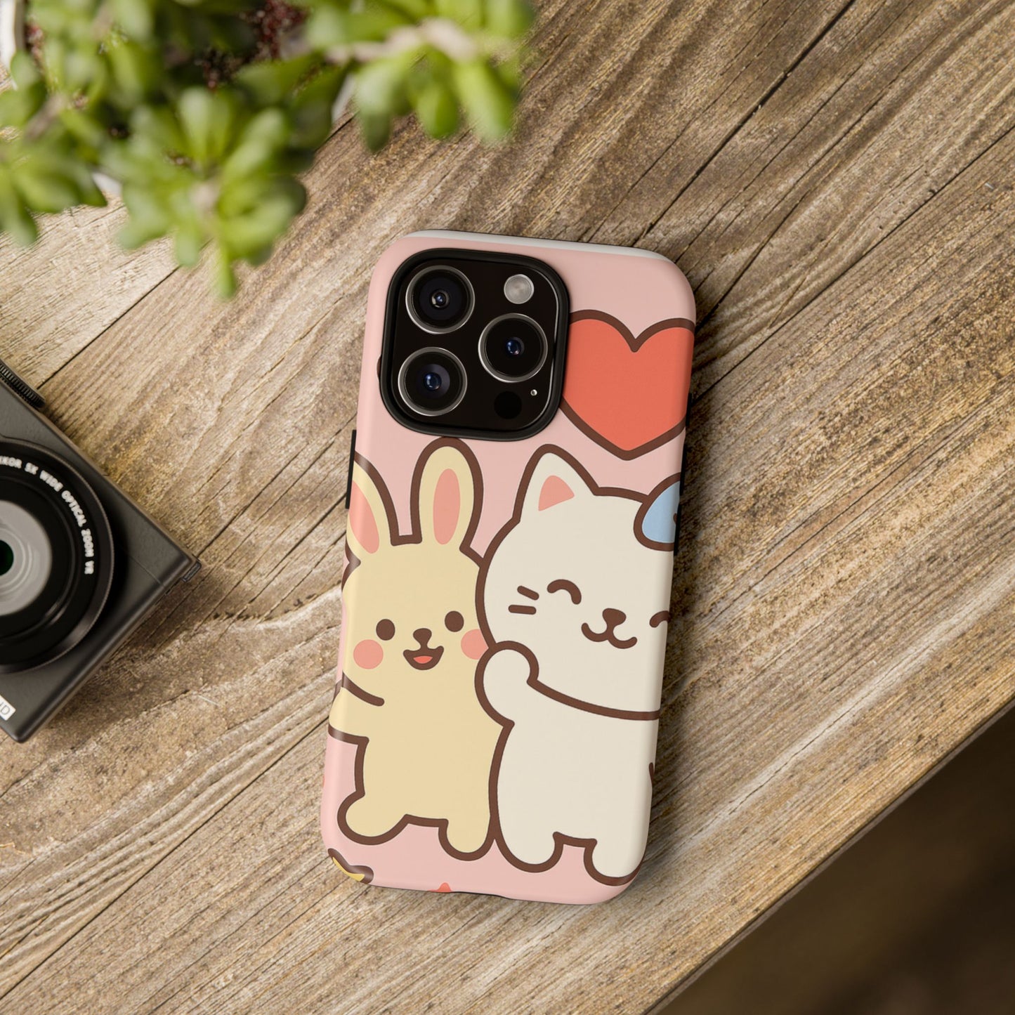 Cute Animal Phone Case -Tough Cases with Bunny and Cat Design, Kawaii Gift for Kids, Birthday, Everyday Use, Phone Accessories, teenage girl