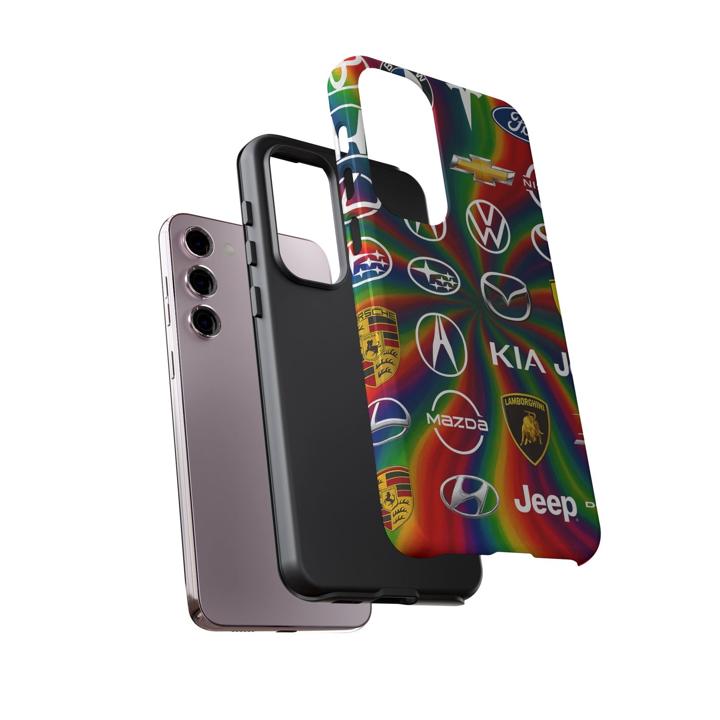 Colorful Car Logos Phone Case - Vibrant Tough Cases for Auto Enthusiasts, Unique Gift for Birthdays, Car Events, and Holidays