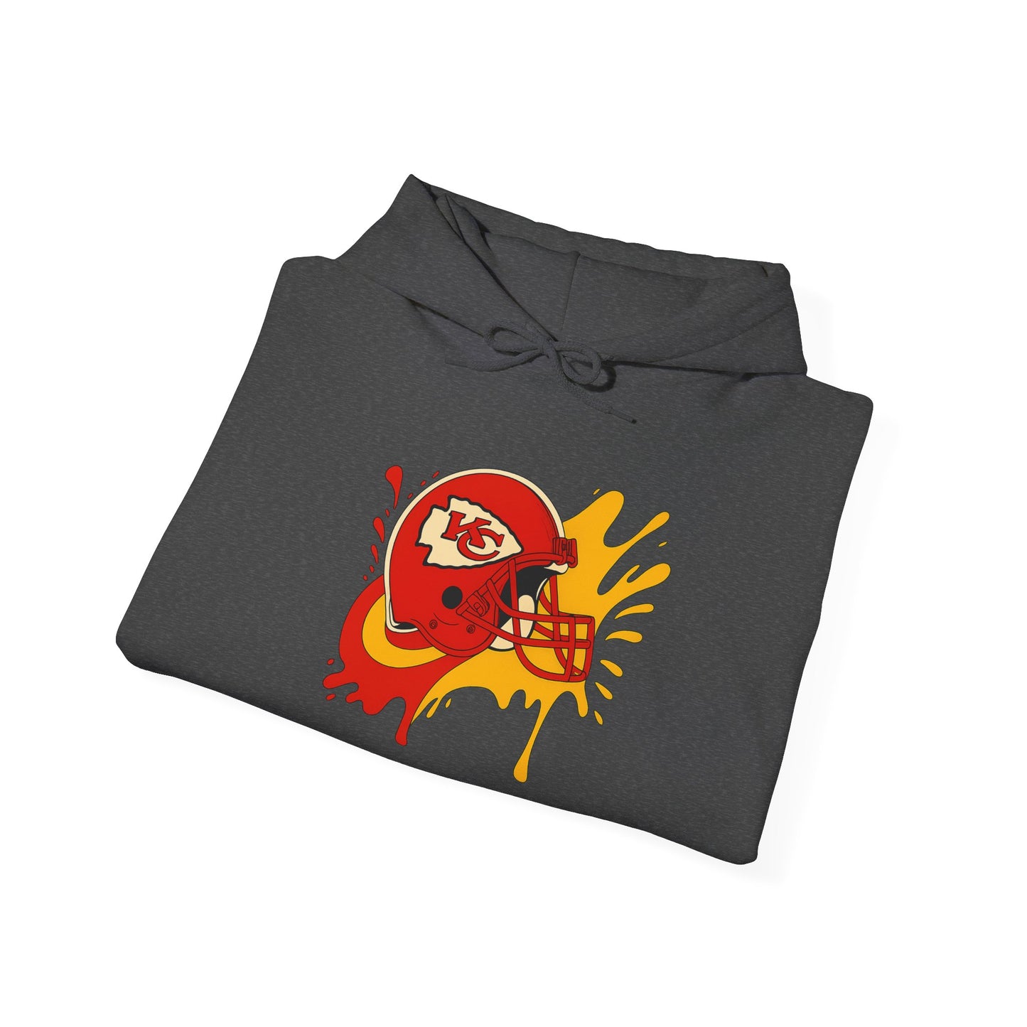 Sporty Graffiti Hoodie for Chiefs Fans, Versatile Streetwear, Perfect Gift for Game Day, Fashionable Fall Layer, Unisex Heavy Blend
