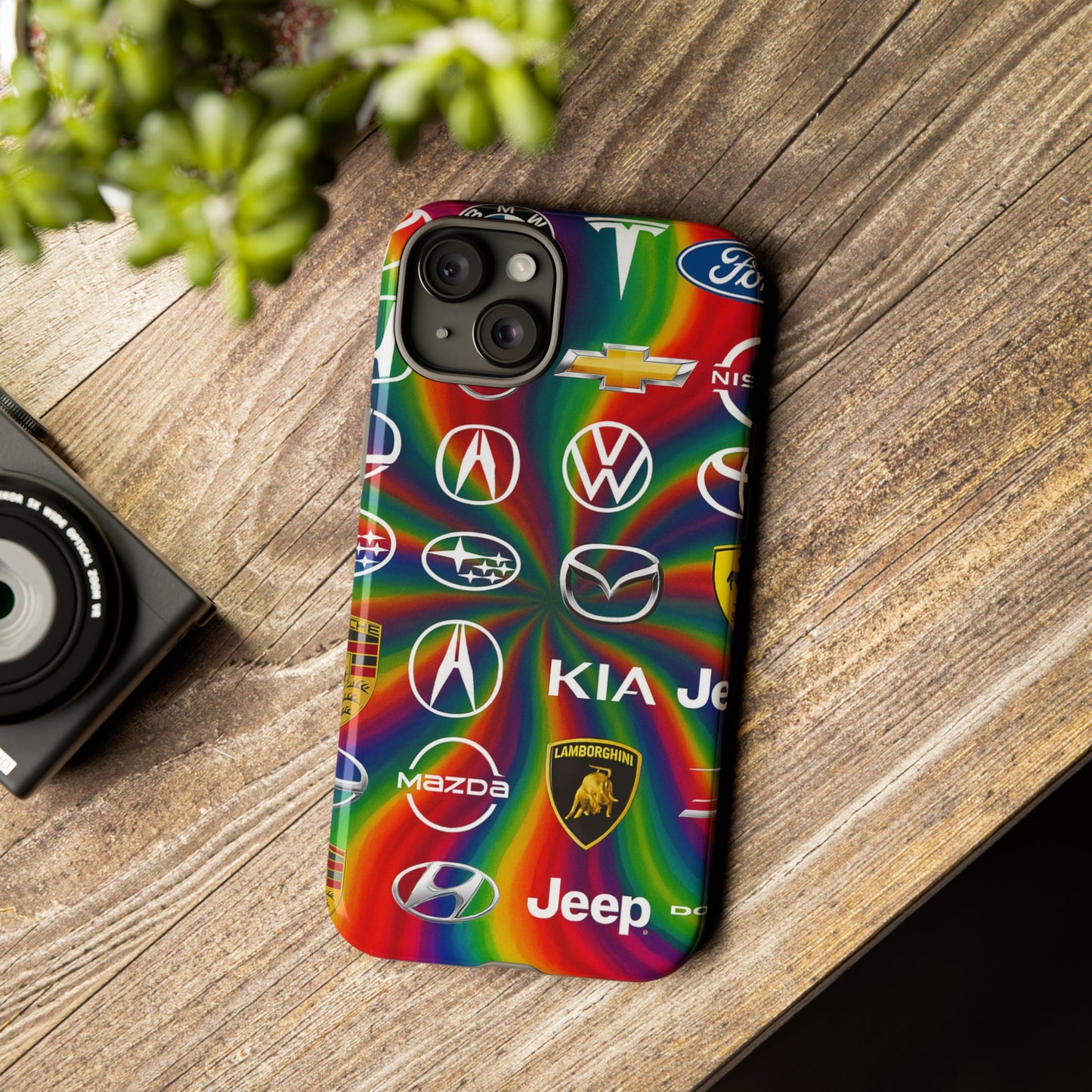Colorful Car Logos Phone Case - Vibrant Tough Cases for Auto Enthusiasts, Unique Gift for Birthdays, Car Events, and Holidays