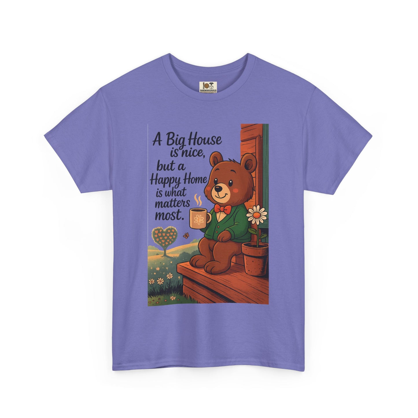 Cozy Bear Graphic Tee | A Big House is Nice, Happy Home Matters | Unisex Cotton T-Shirt, Gift for Home Lovers, Family, Friends, Birthdays