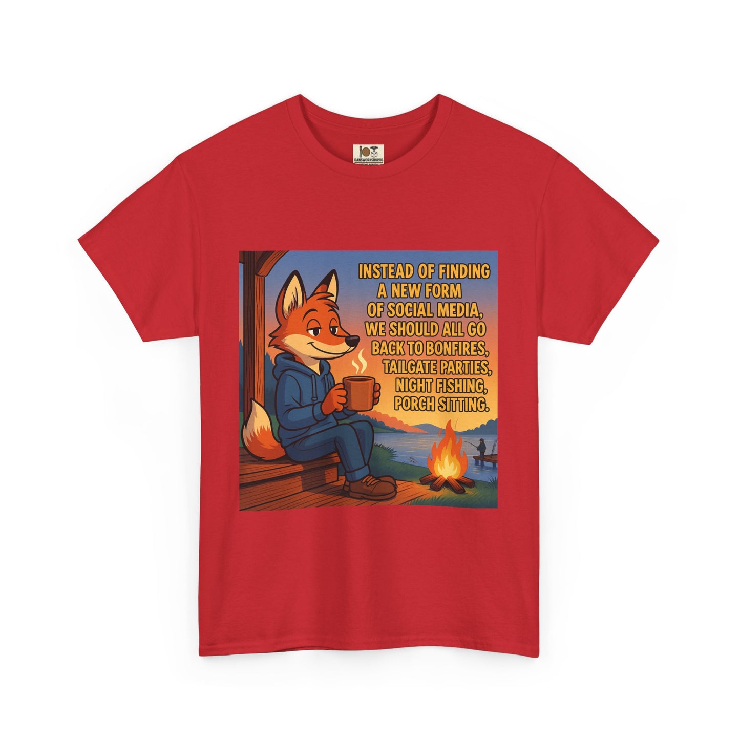 Cozy Campfire Fox Tee, Relaxing T-Shirt for Nature Lovers, Outdoor Adventure Shirt, Fox Lover Gift, Casual Cozy Wear