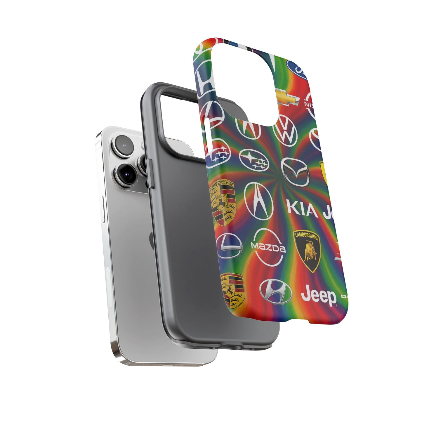 Colorful Car Logos Phone Case - Vibrant Tough Cases for Auto Enthusiasts, Unique Gift for Birthdays, Car Events, and Holidays