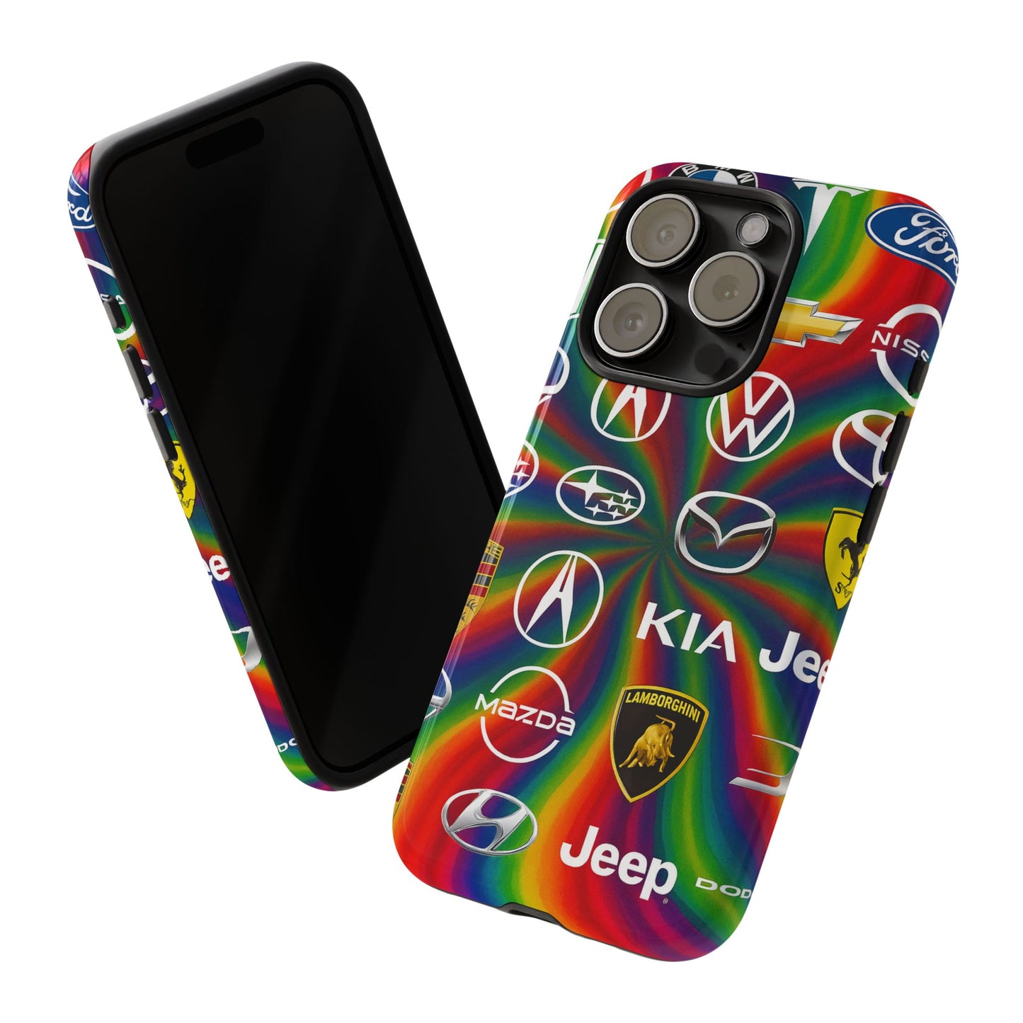 Colorful Car Logos Phone Case - Vibrant Tough Cases for Auto Enthusiasts, Unique Gift for Birthdays, Car Events, and Holidays