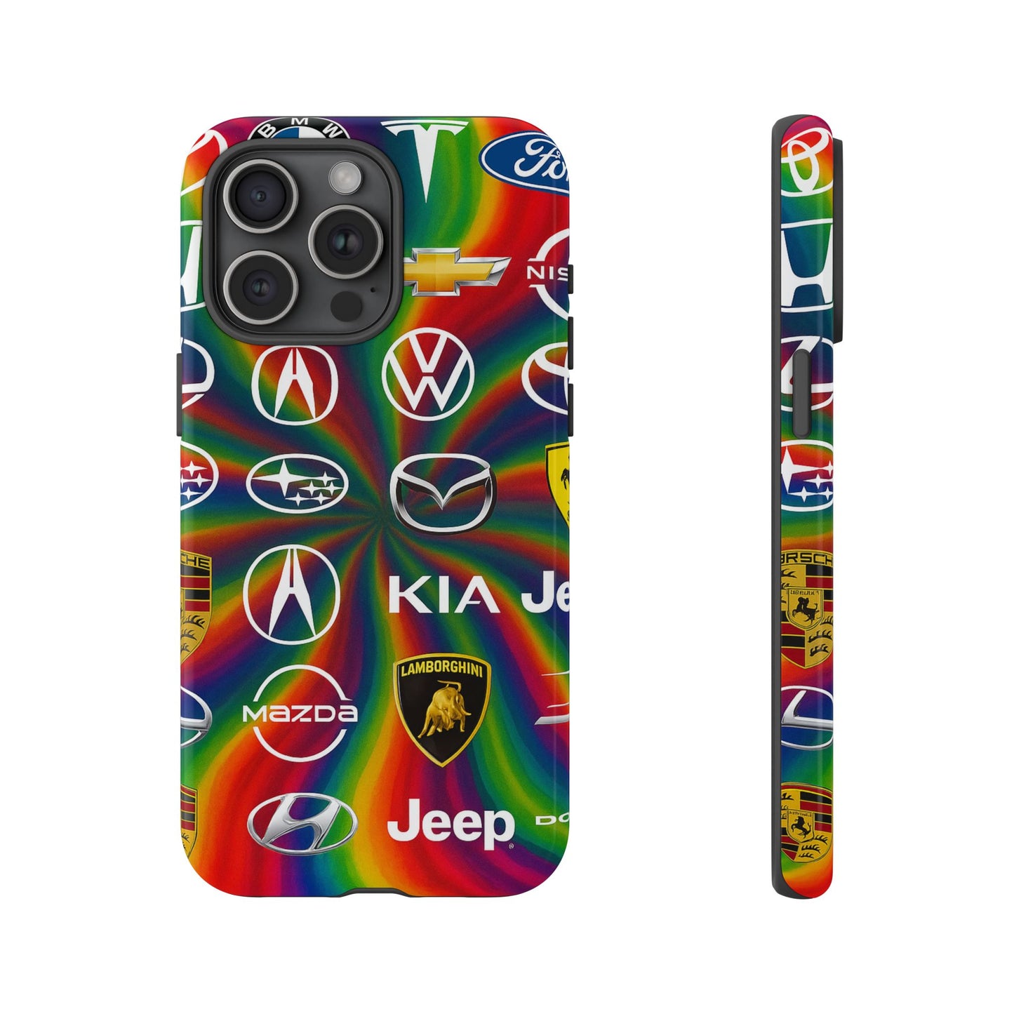 Colorful Car Logos Phone Case - Vibrant Tough Cases for Auto Enthusiasts, Unique Gift for Birthdays, Car Events, and Holidays