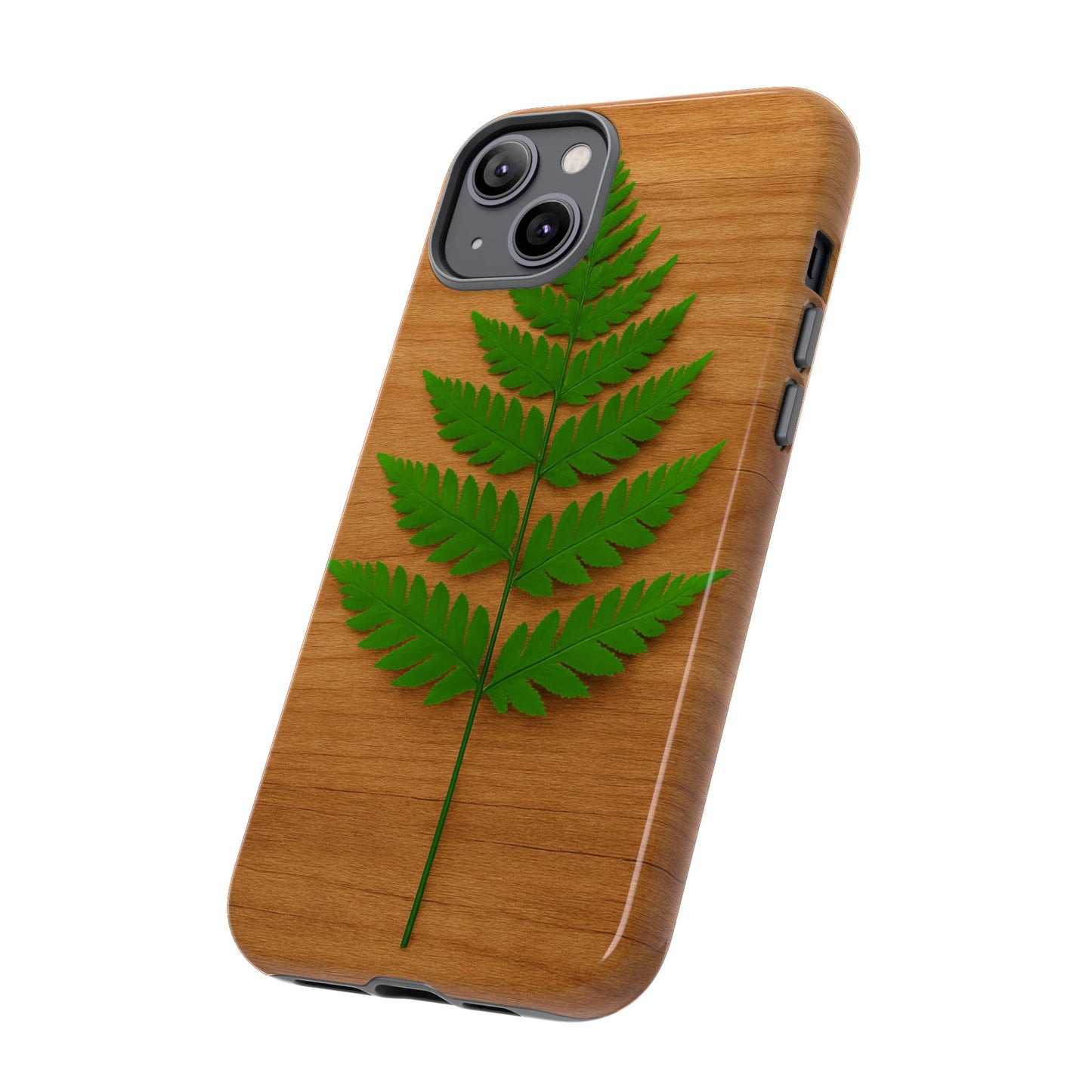 Wooden Fern Phone Case - Eco-Friendly Tough Cases for Nature Lovers, Unique Gift, Customizable Design, Nature-Themed Accessories